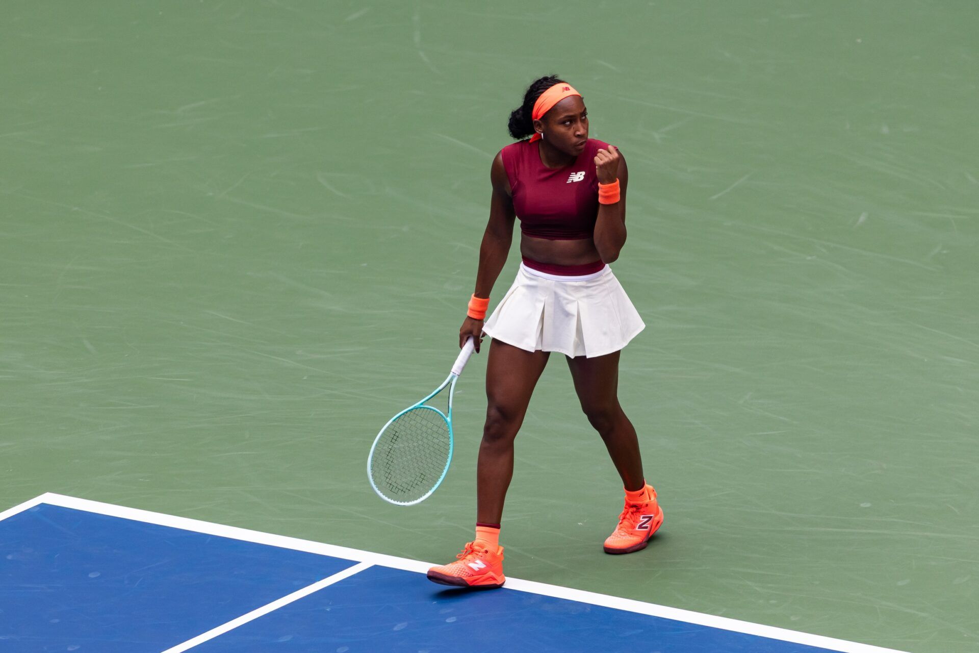 Coco Gauff of the United States in action against Naomi Osaka of Japan in the fourth round of the women’s singles at the US Open at Arthur Ashe Stadium in Billie Jean King National Tennis Center.