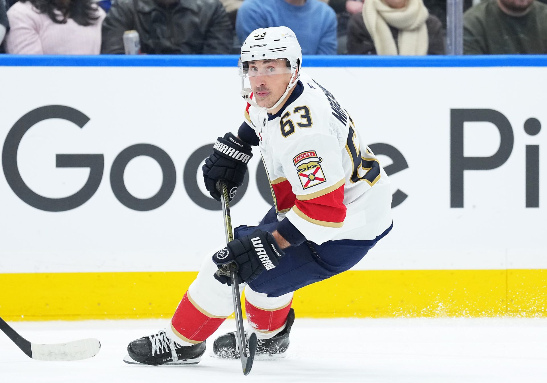 Florida Panthers left wing Brad Marchand (63) skates against the Toronto Maple Leafs during the second period at Scotiabank Arena.