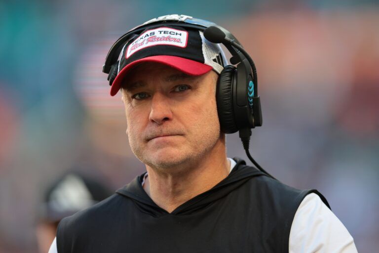 Texas Tech Red Raiders head coach Joey McGuire on the sidelines against the Oregon Ducks during the first half of the 2025 Orange Bowl and quarterfinal game of the College Football Playoff at Hard Rock Stadium.