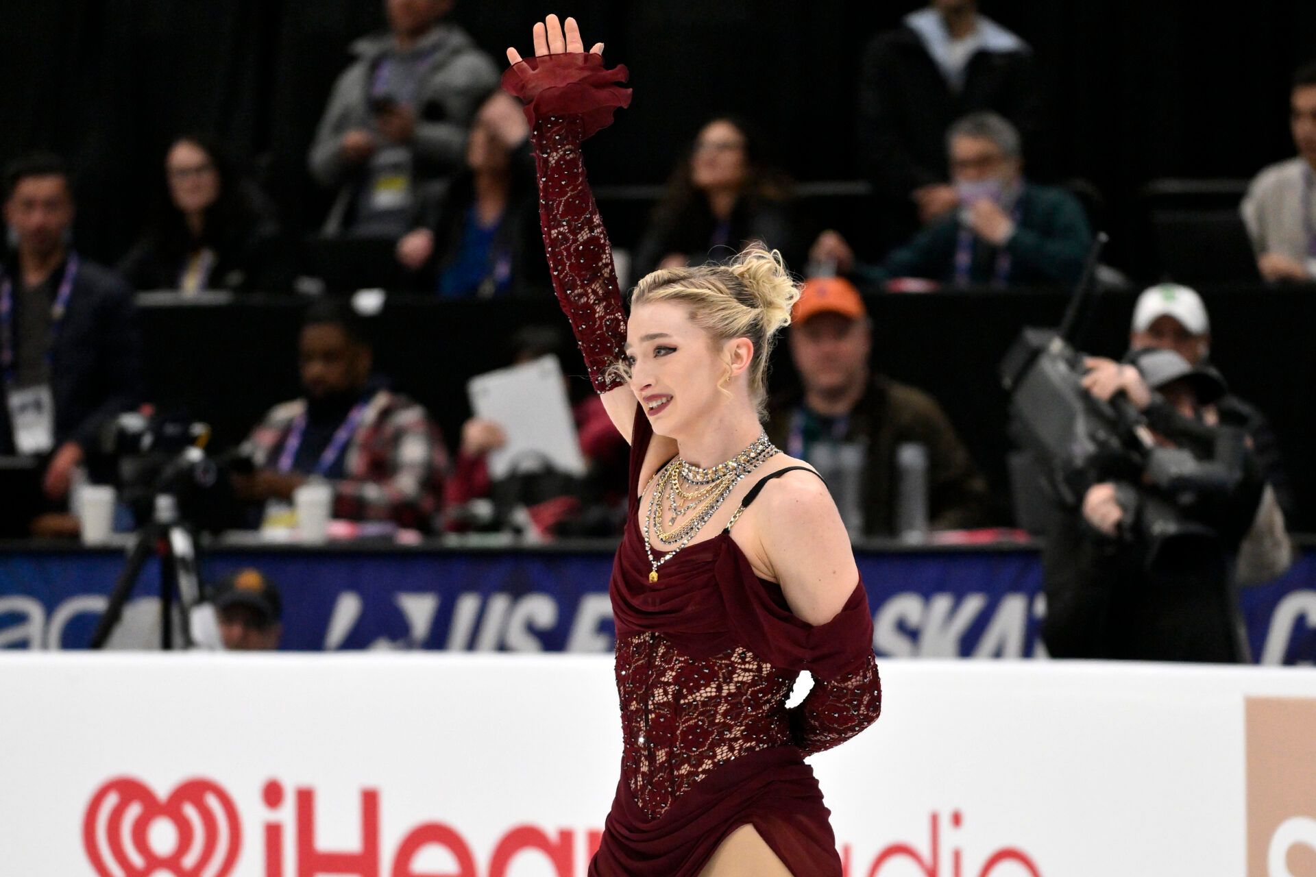 Amber Glenn skates in the women's short program during the 2026 U.S. Figure Skating Championships at Enterprise Center.