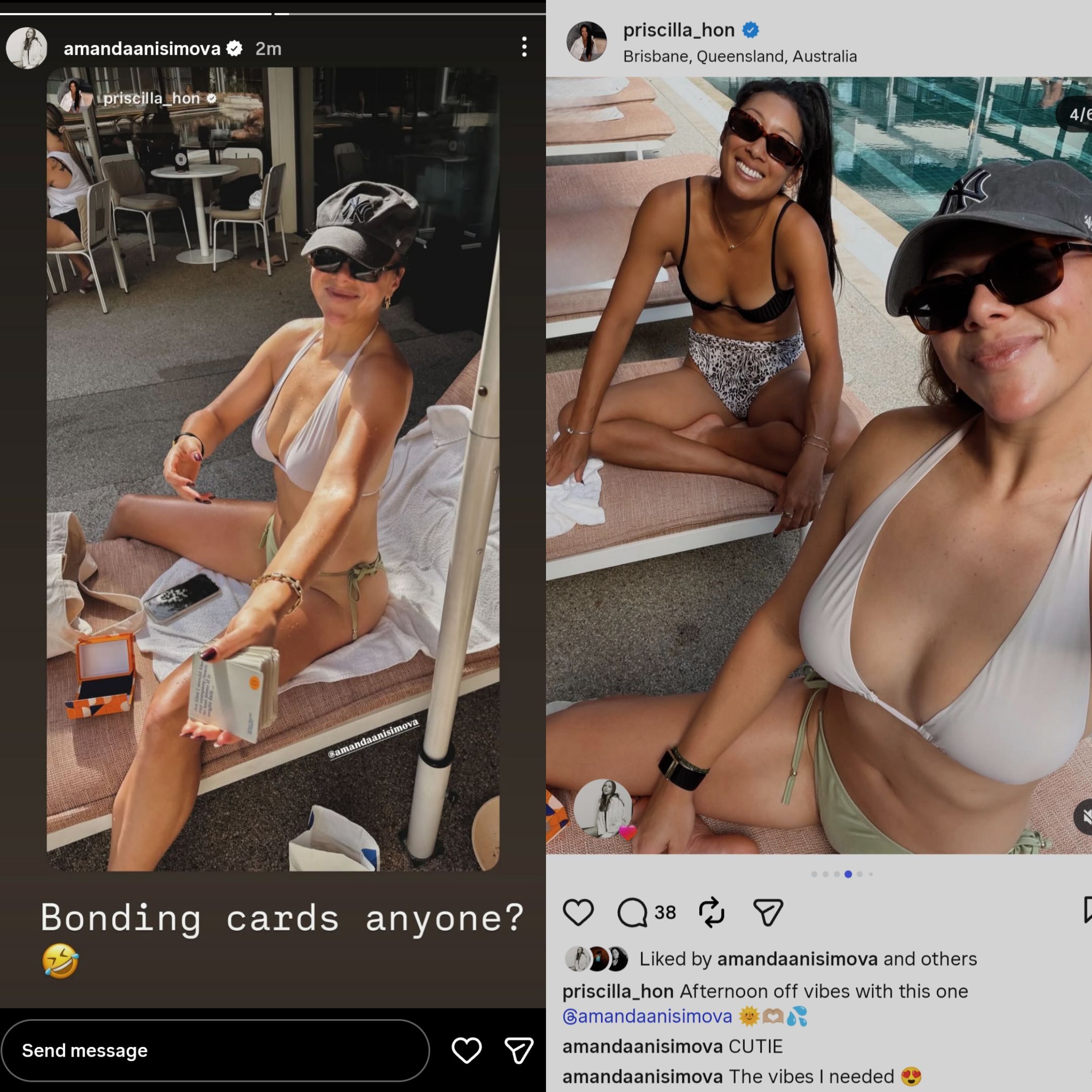 Screen grab of Amanda Anisimova's Instagram story and comments