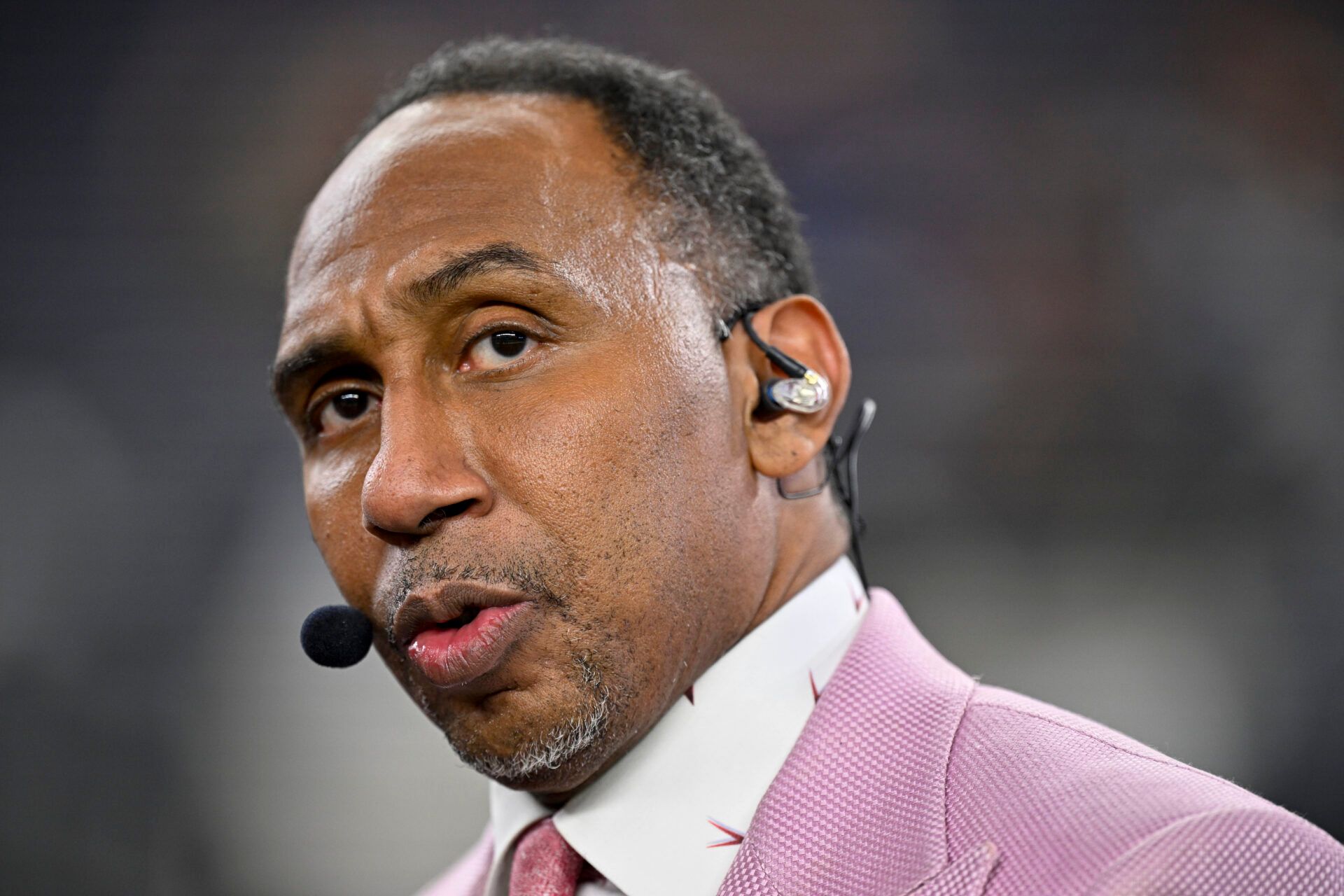 ESPN commentator Stephen A. Smith looks on before the game between the Dallas Cowboys and the Arizona Cardinals at AT&T Stadium.