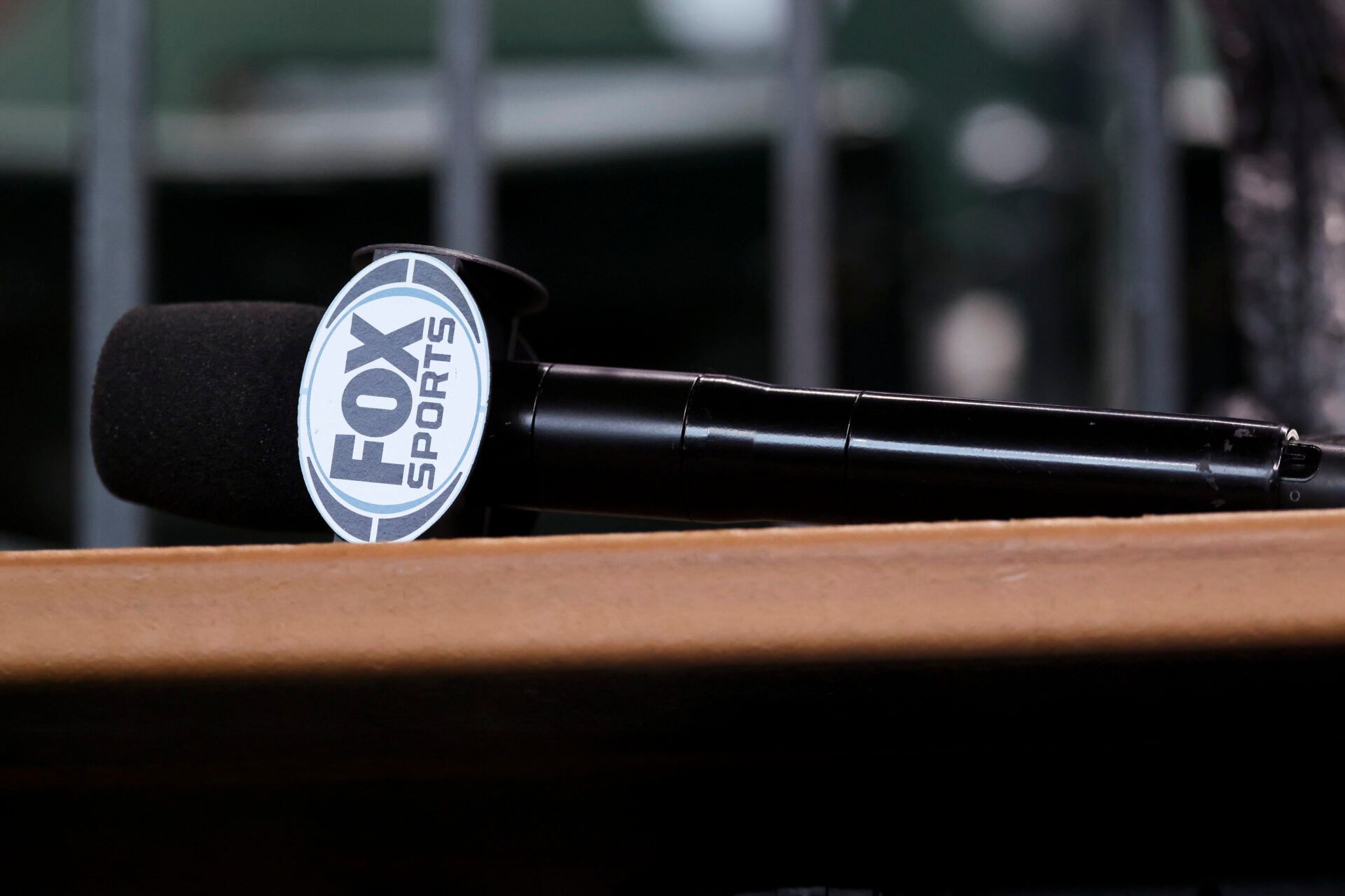 General view of a Fox Sports microphone before the game between the Houston Astros and the New York Mets at Daikin Park.
