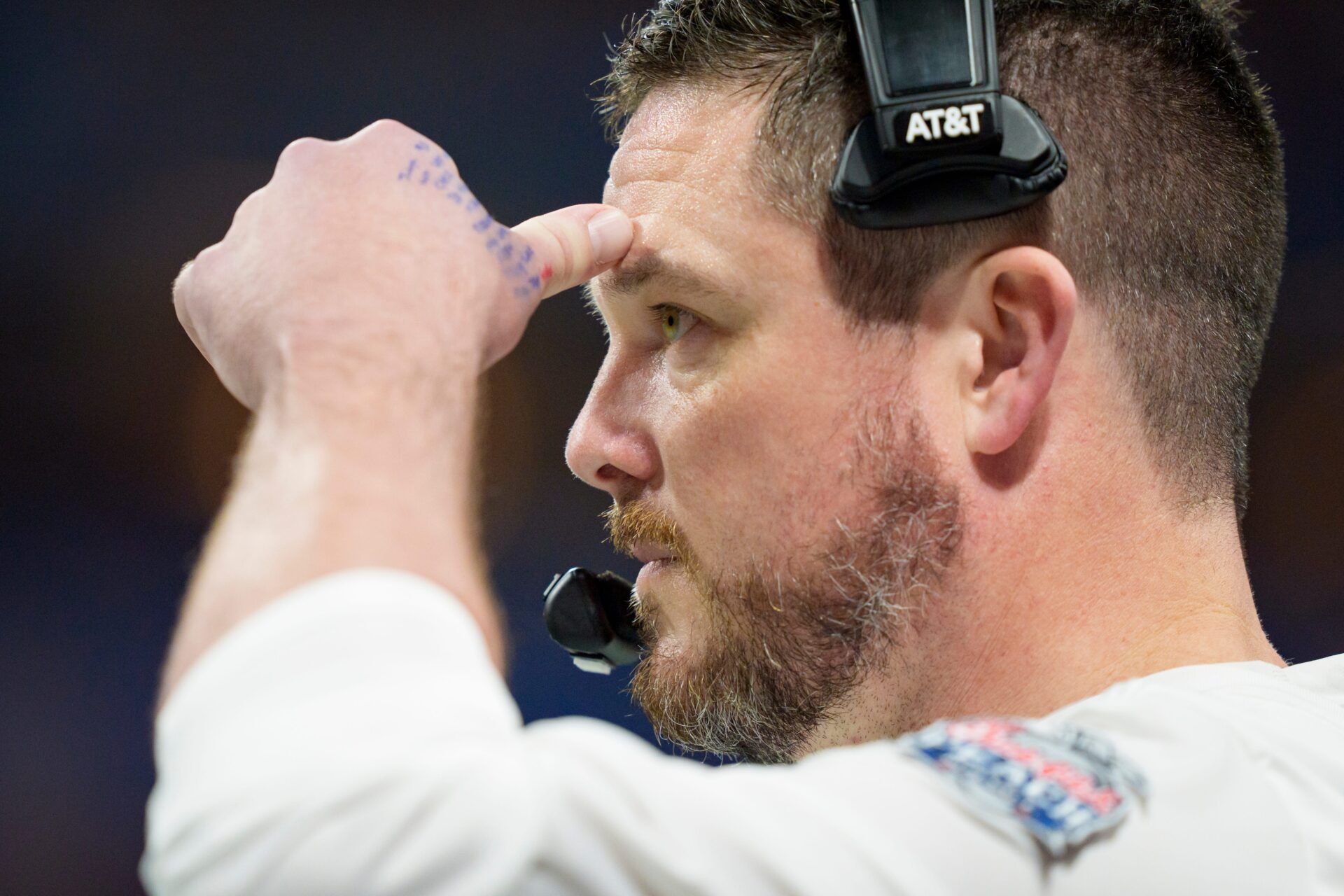 Oregon head coach Dan Lanning watches as Indiana scores as the Oregon Ducks face the Indiana Hoosiers in the Peach Bowl on Jan. 9, 2026, at Mercedes-Benz Stadium in Atlanta, Georgia.