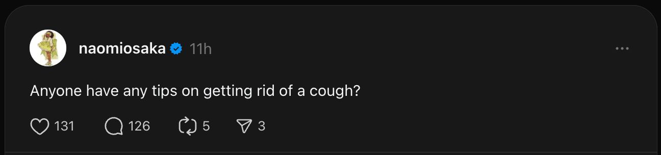 Naomi Osaka's Instagram Threads post