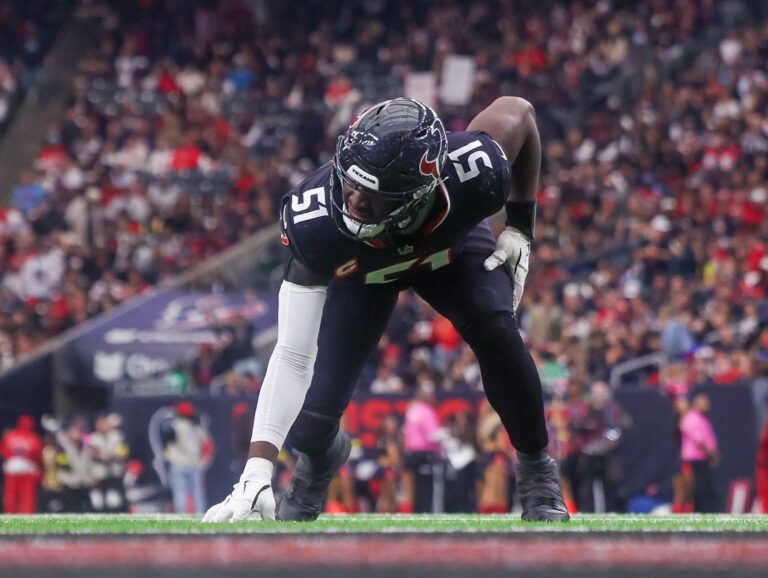 Houston Texans defensive end Will Anderson Jr. (51) lines up on defense against the Arizona Cardinals in the fourth quarter at NRG Stadium.