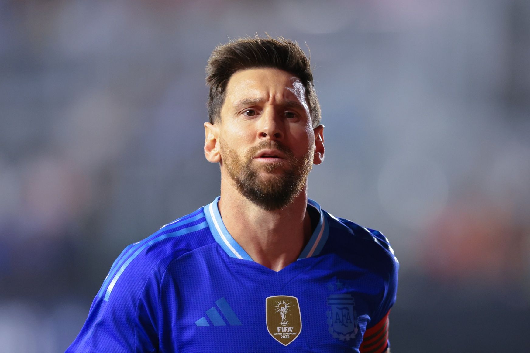 Argentina forward Lionel Messi (10) looks on against Puerto Rico during the first half at Chase Stadium.