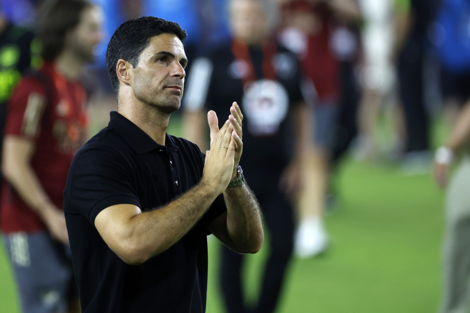 Arsenal head coach Mikel Arteta reacts after the game against MLS of the 2023 MLS All Star Game at Audi Field.