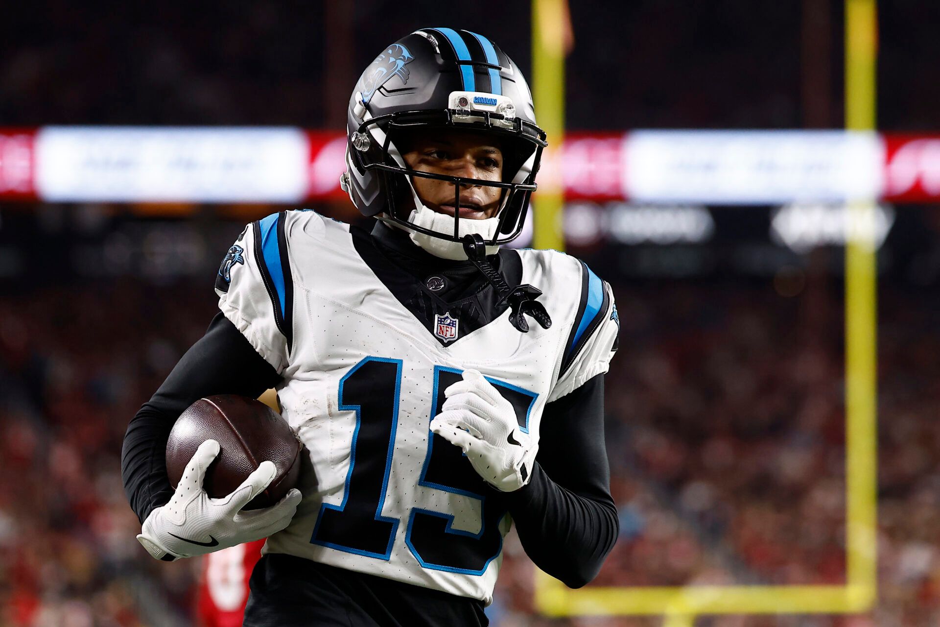 Carolina Panthers wide receiver Jimmy Horn Jr. (15) makes a catch against the San Francisco 49ers during the first half at Levi's Stadium.