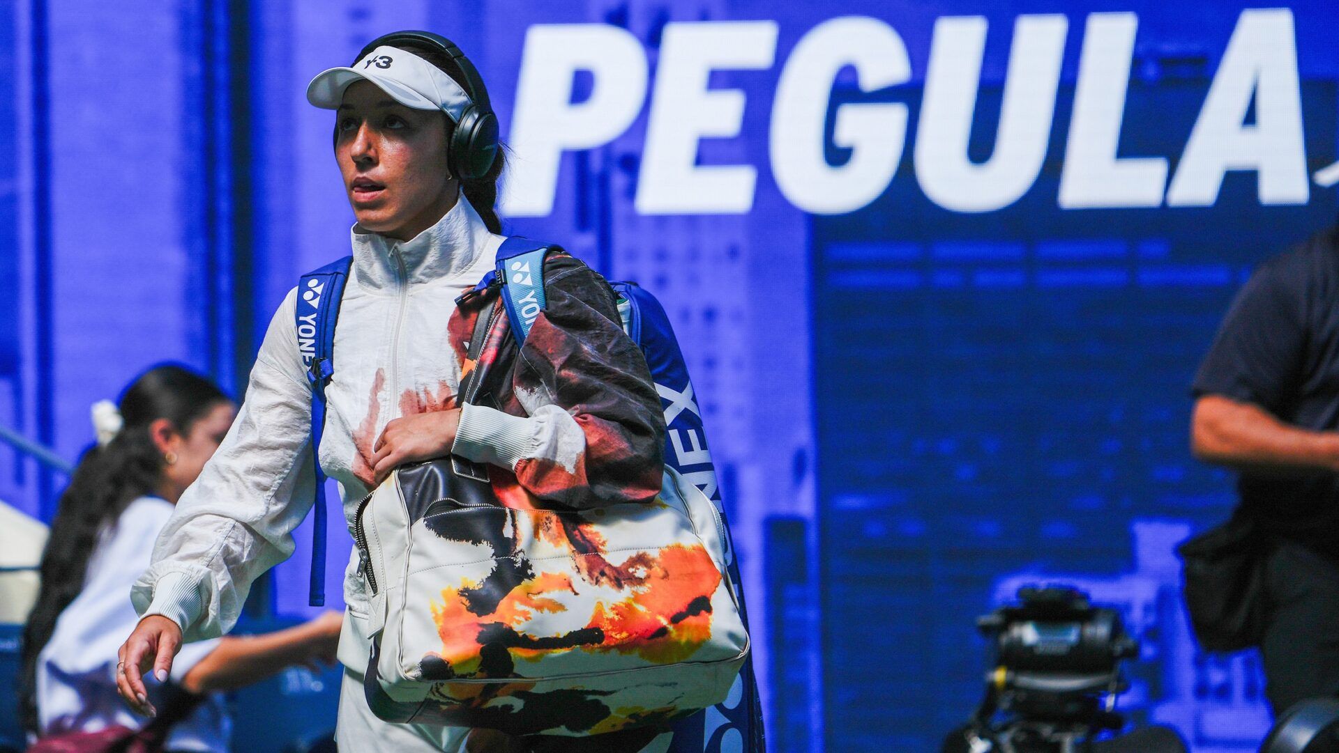 Jessica Pegula (USA) enters to play Barbora Krejcikova (CZE) (not pictured) on day ten of the 2025 U.S. Open tennis tournament at the USTA Billie Jean King National Tennis Center.