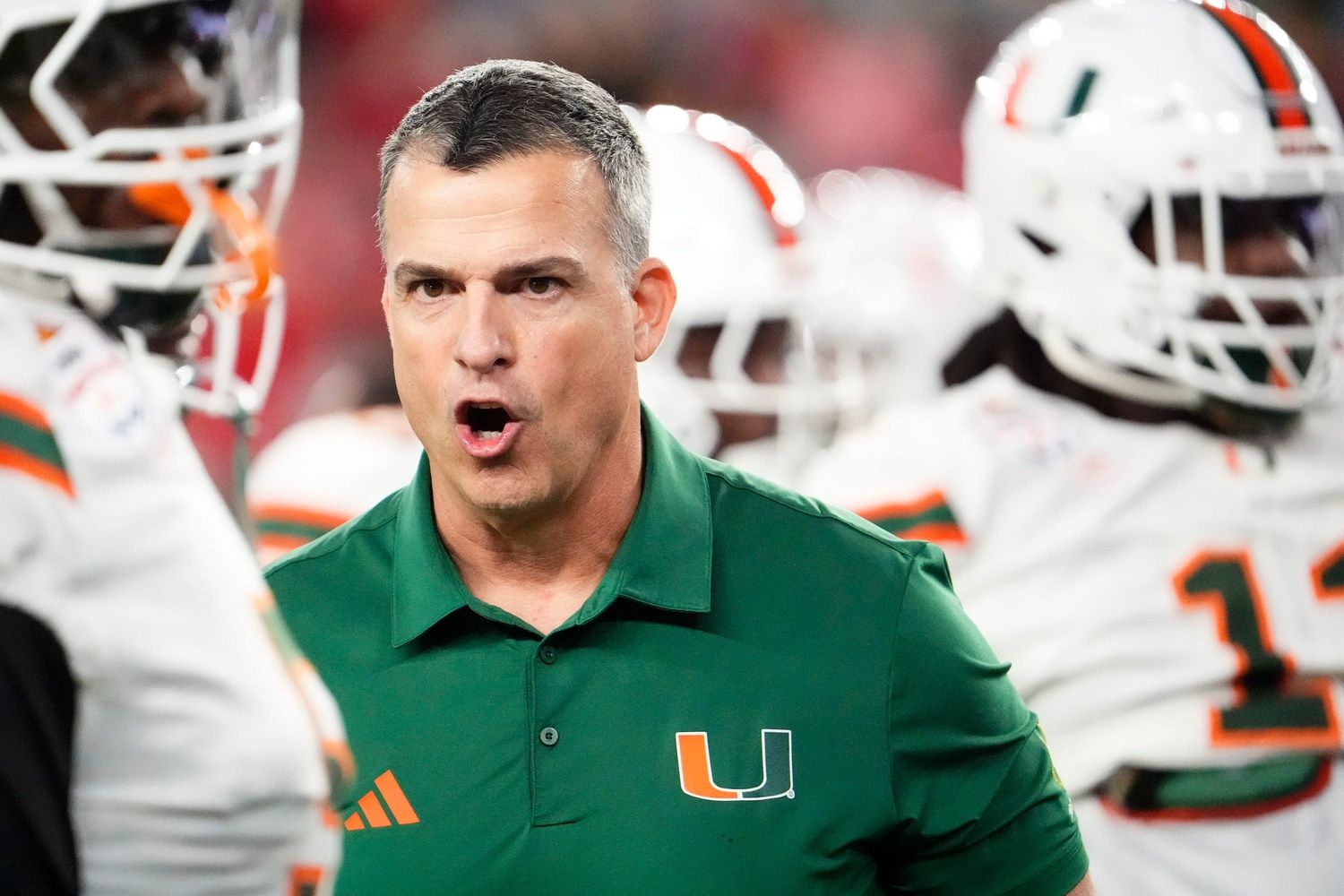 Miami (FL) Hurricanes head coach Mario Cristobal during the Vrbo Fiesta Bowl and CFP semifinal game at State Farm Stadium on Jan. 8, 2026, in Glendale.