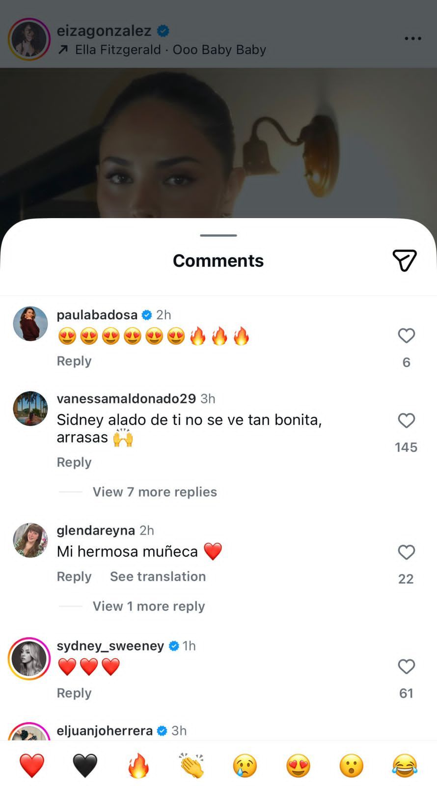 Screen grab of Paula Badosa's comment