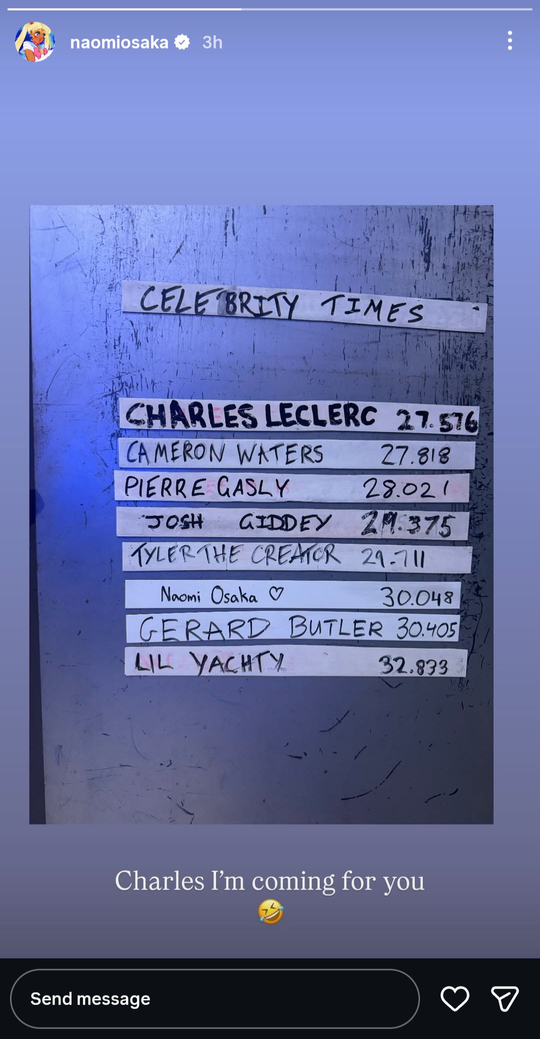 Naomi Osaka's Instagram story