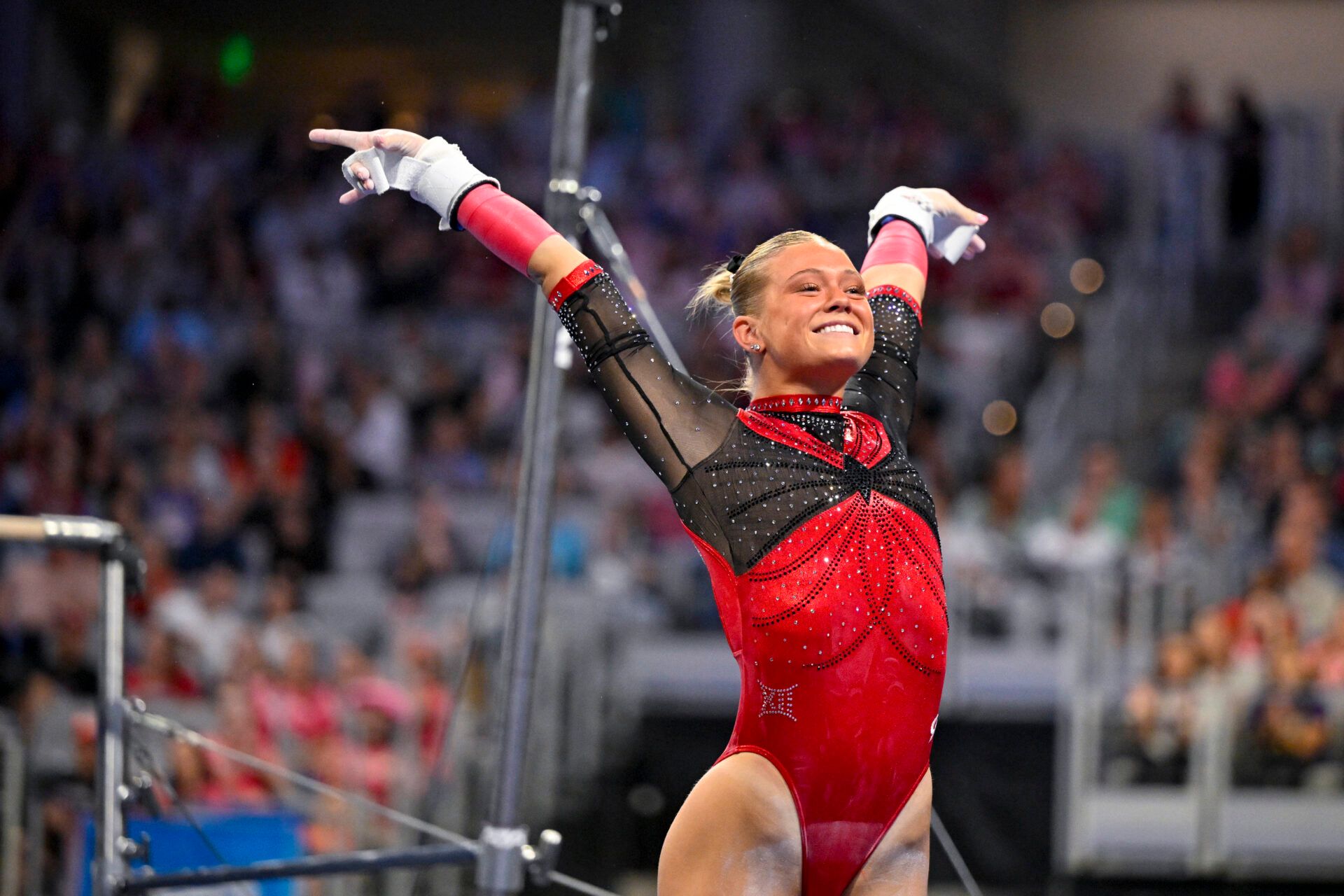 Utah Red Rocks star gymnast Avery Neff expressed her gratitude for her teammates and coaches after her incredible perfect 10 (Credit: Jerome Miron-Imagn Images)