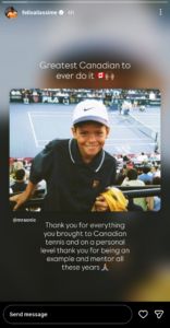 Felix Auger-Aliassime's Instagram story