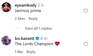 Jax Forrest cheered by fellow wrestlers 