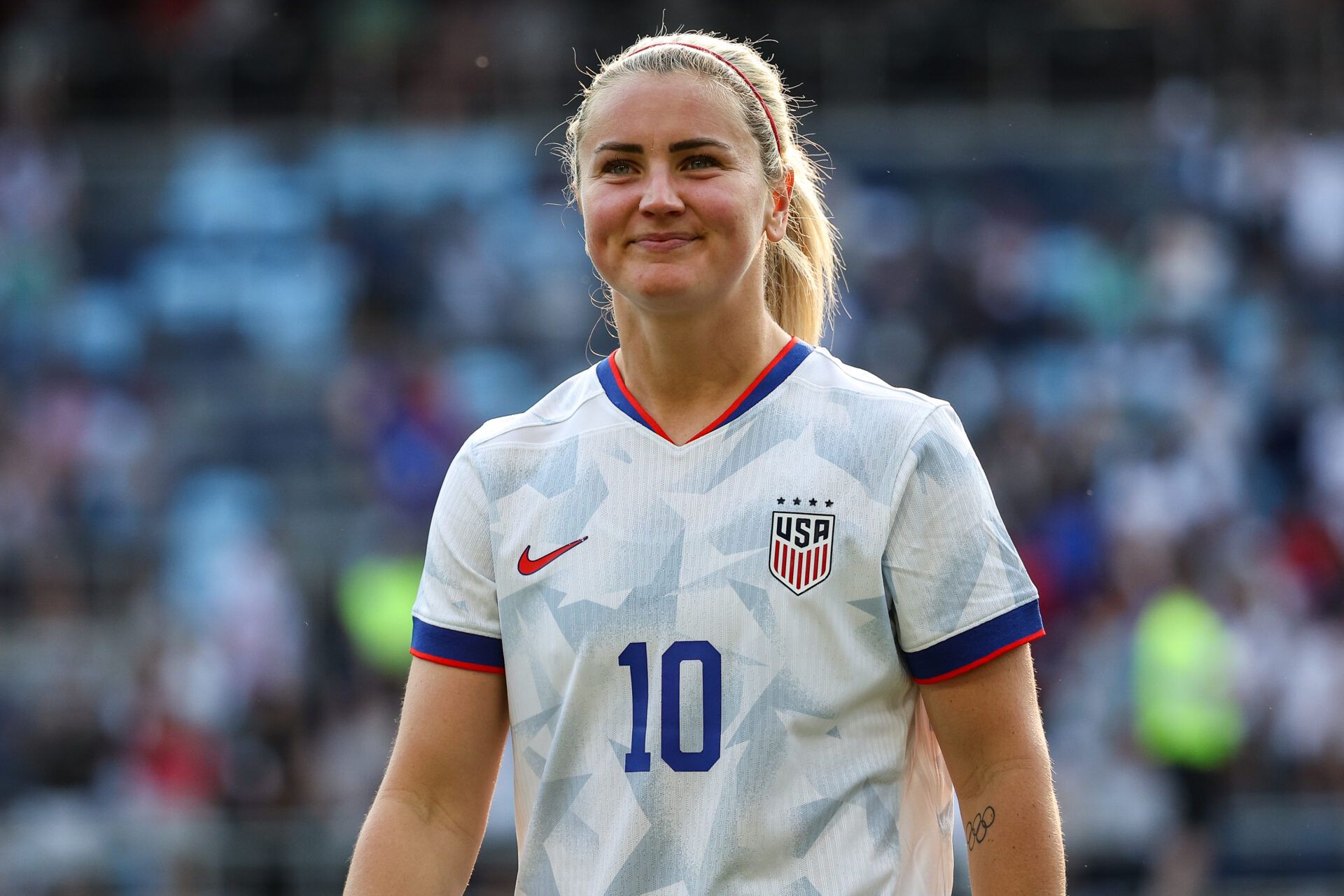 U.S. Women's National Team midfielder Lindsey Heaps (10) looks on after the game against China PR at Allianz Field.
