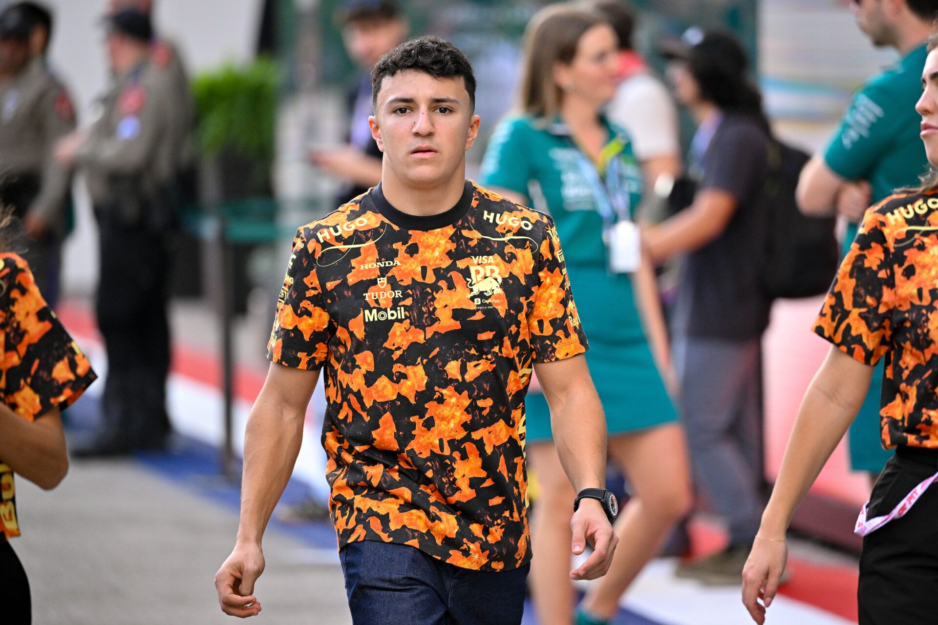Visa Cash App Racing Bulls driver Isack Hadjar (6) of Team France arrives at the track before practice for the US Grand Prix at Circuit of The Americas Austin.