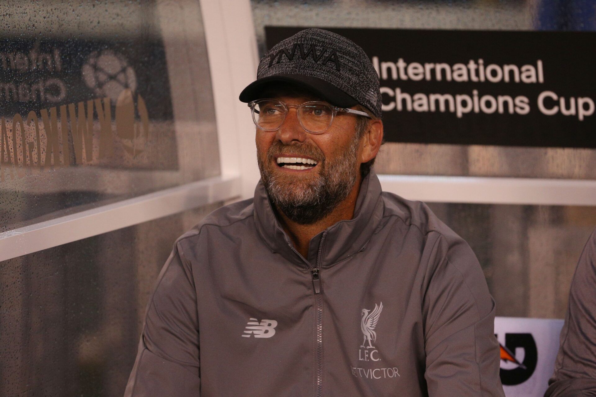 Liverpool manager Jurgen Klopp before the first half of an International Champions Cup soccer match against Manchester City at MetLife Stadium.