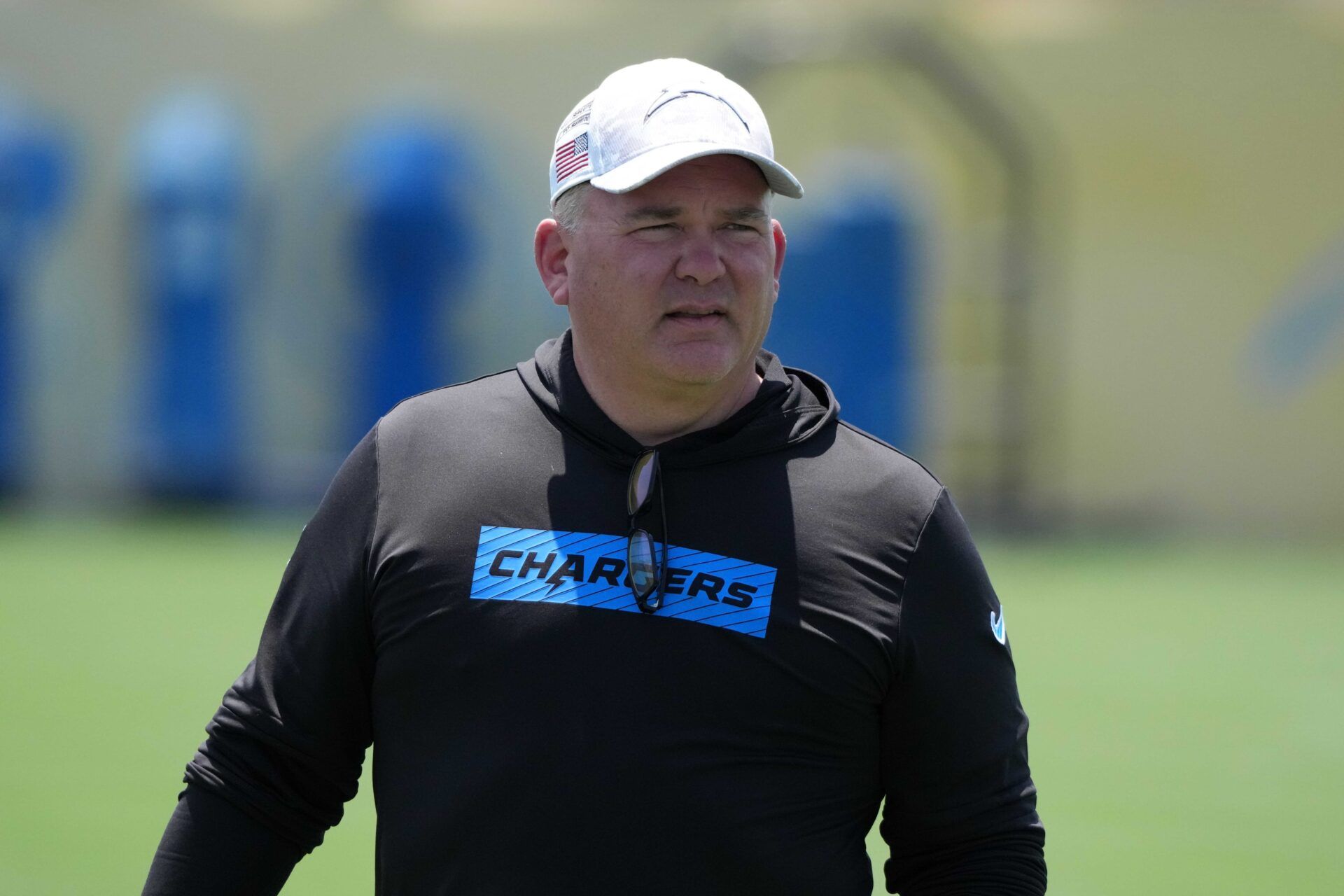 Los Angeles Chargers offensive coordinator Greg Roman during organized team activities at The Bolt.