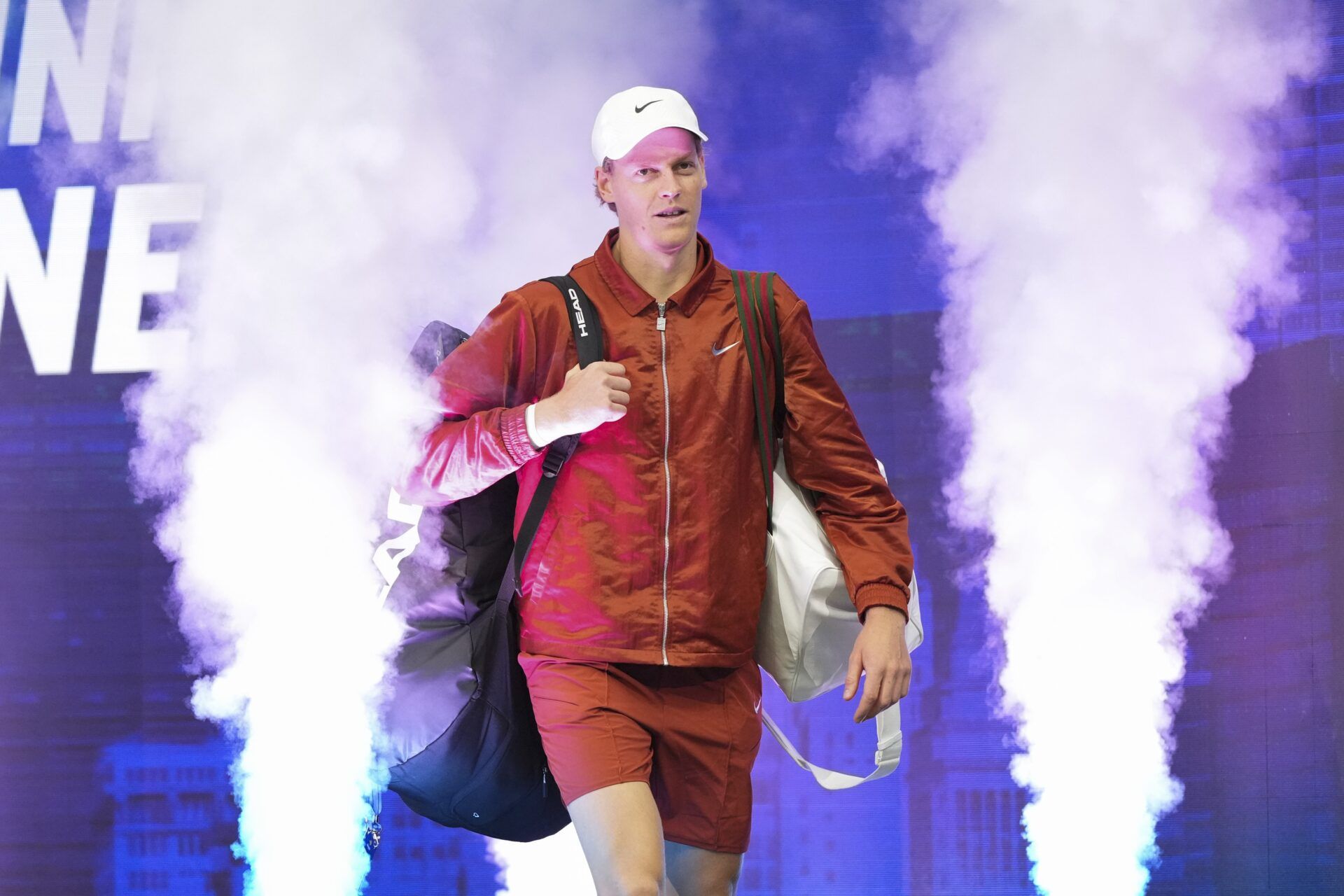 Jannik Sinner (ITA) walks onto the court prior to the final of mens singles against Carlos Alcaraz (ESP) (not pictured) at Billie Jean King National Tennis Center.