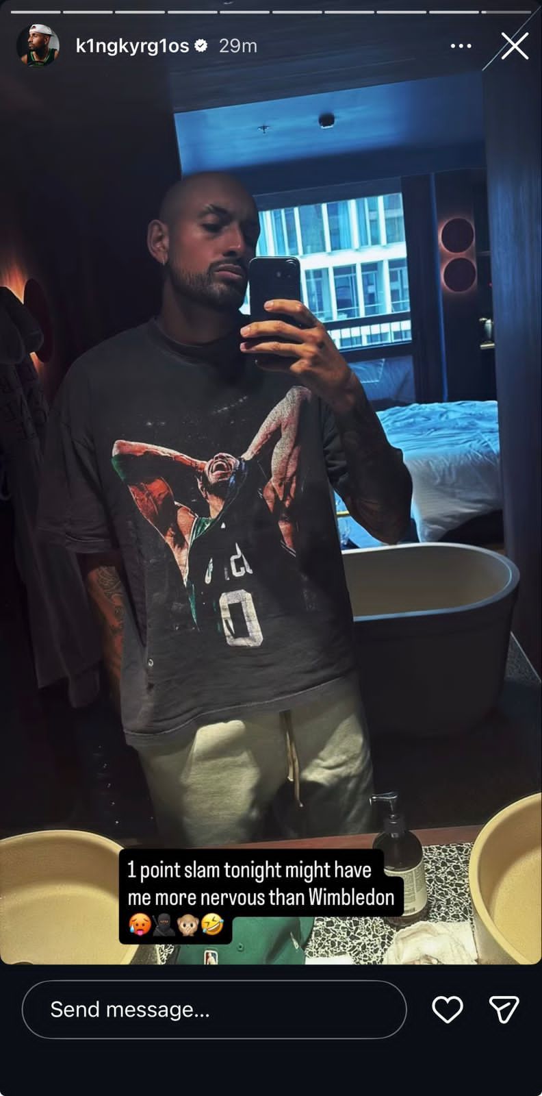 Screen grab of Nick Kyrgios' Instagram story