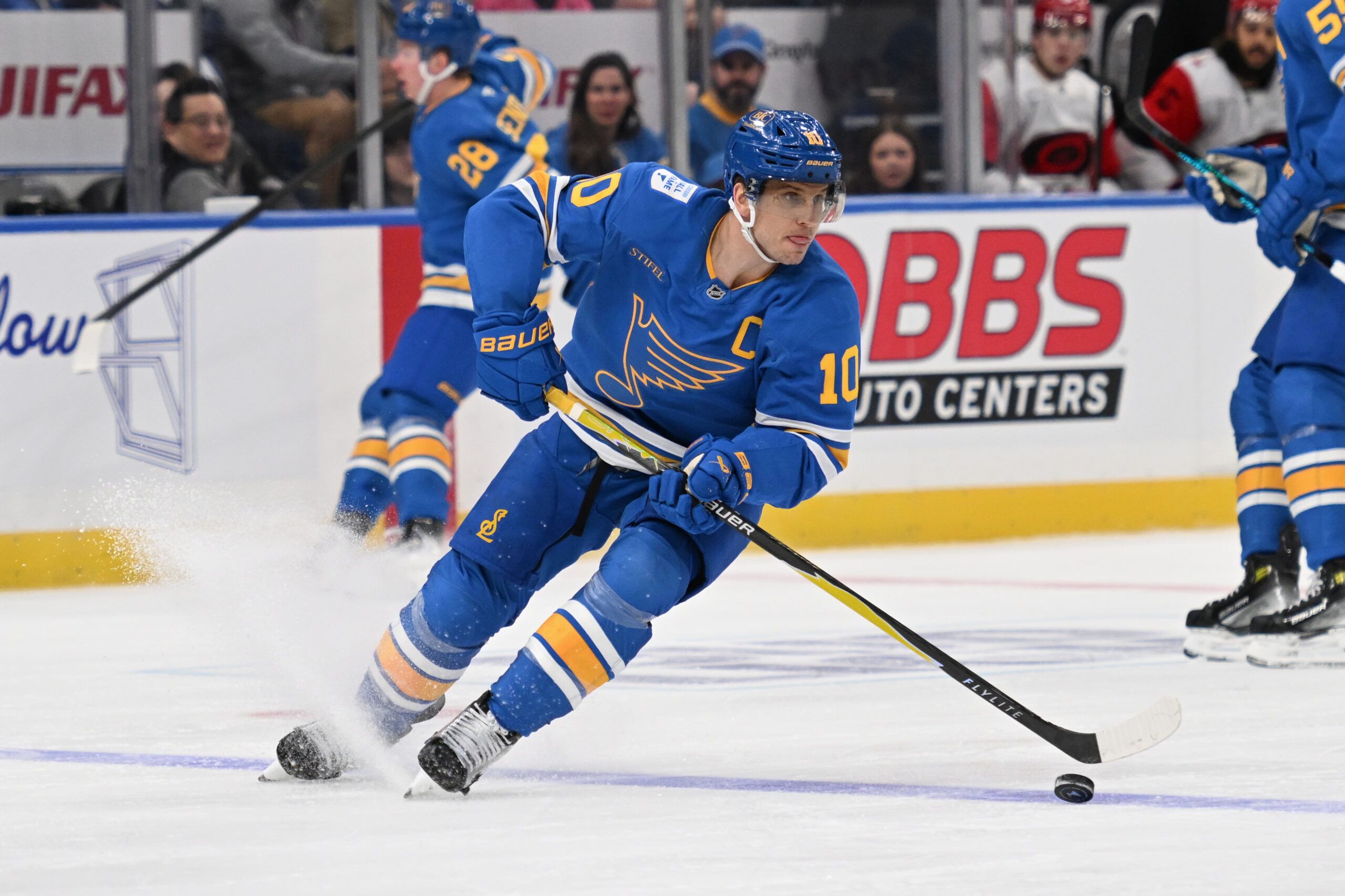 St. Louis Blues center Brayden Schenn (10) at Enterprise Center.