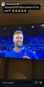 Alex de Minaur's Instagram story