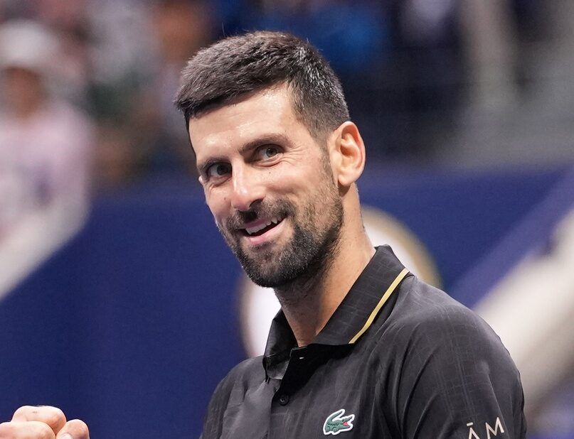 Novak Djokovic (SRB) after beating Jan-Lennard Struff (GER) (not pictured) on day eight of the 2025 U.S. Open tennis tournament at the USTA Billie Jean King National Tennis Center.