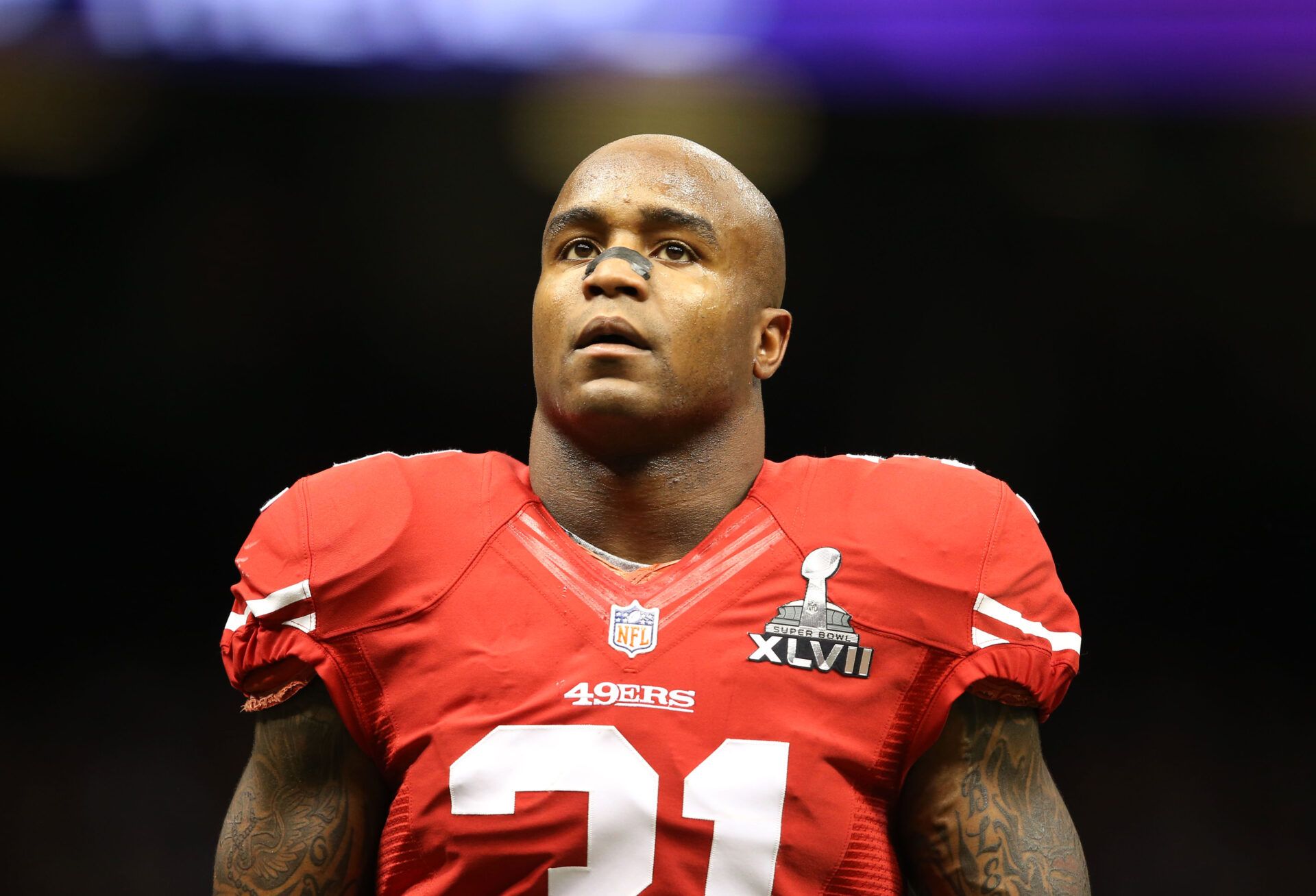 San Francisco 49ers safety Donte Whitner (31) against the Baltimore Ravens in Super Bowl XLVII at the Mercedes-Benz Superdome.