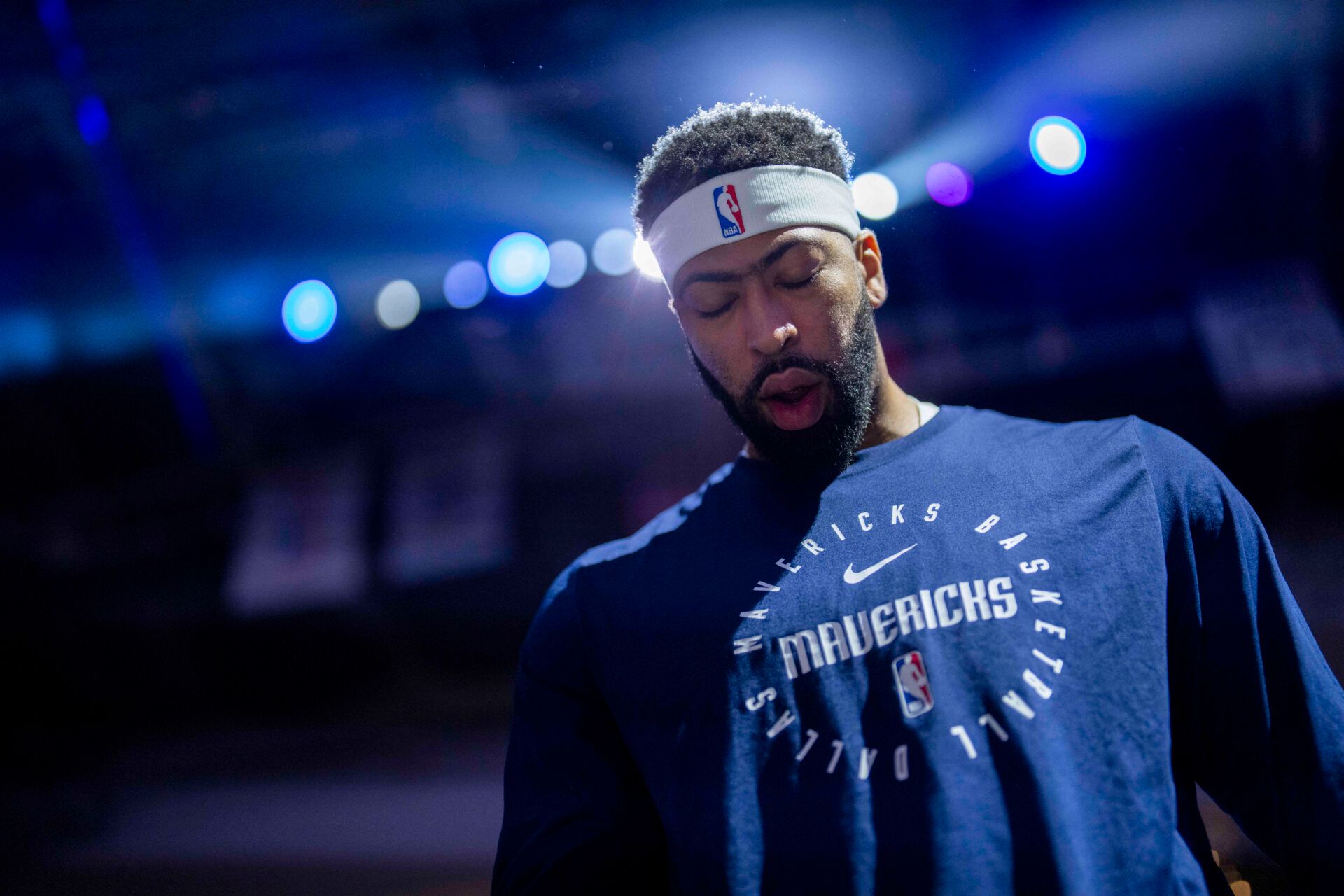 Dallas Mavericks forward Anthony Davis (3) stands on the court before the start of the game against the Sacramento Kings at the Golden 1 Center.