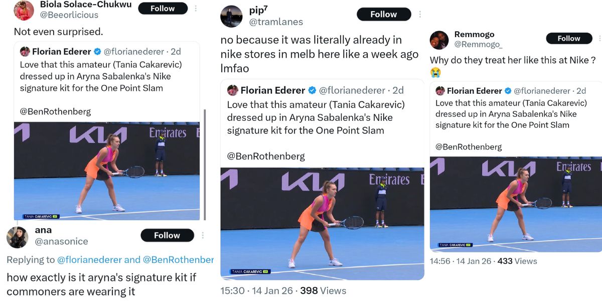 Screen grab of tennis fans' reactions