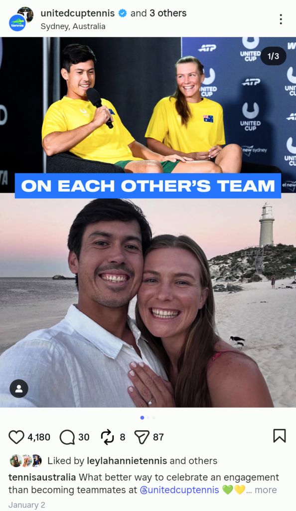 Jason Kubler and Maddison Inglis (Image via United Cup on Instagram)