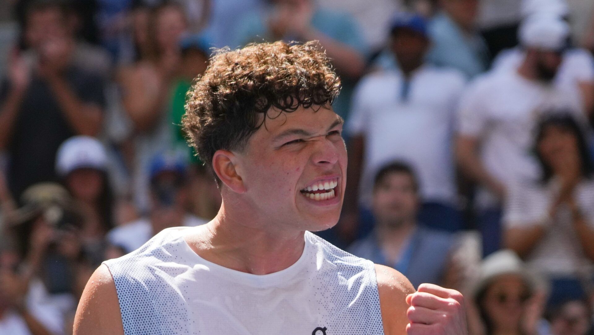 Ben Shelton (USA) after beating Ignacio Buse (PER) on day one of the 2025 U.S. Open tennis tournament at the USTA Billie Jean King National Tennis Center.