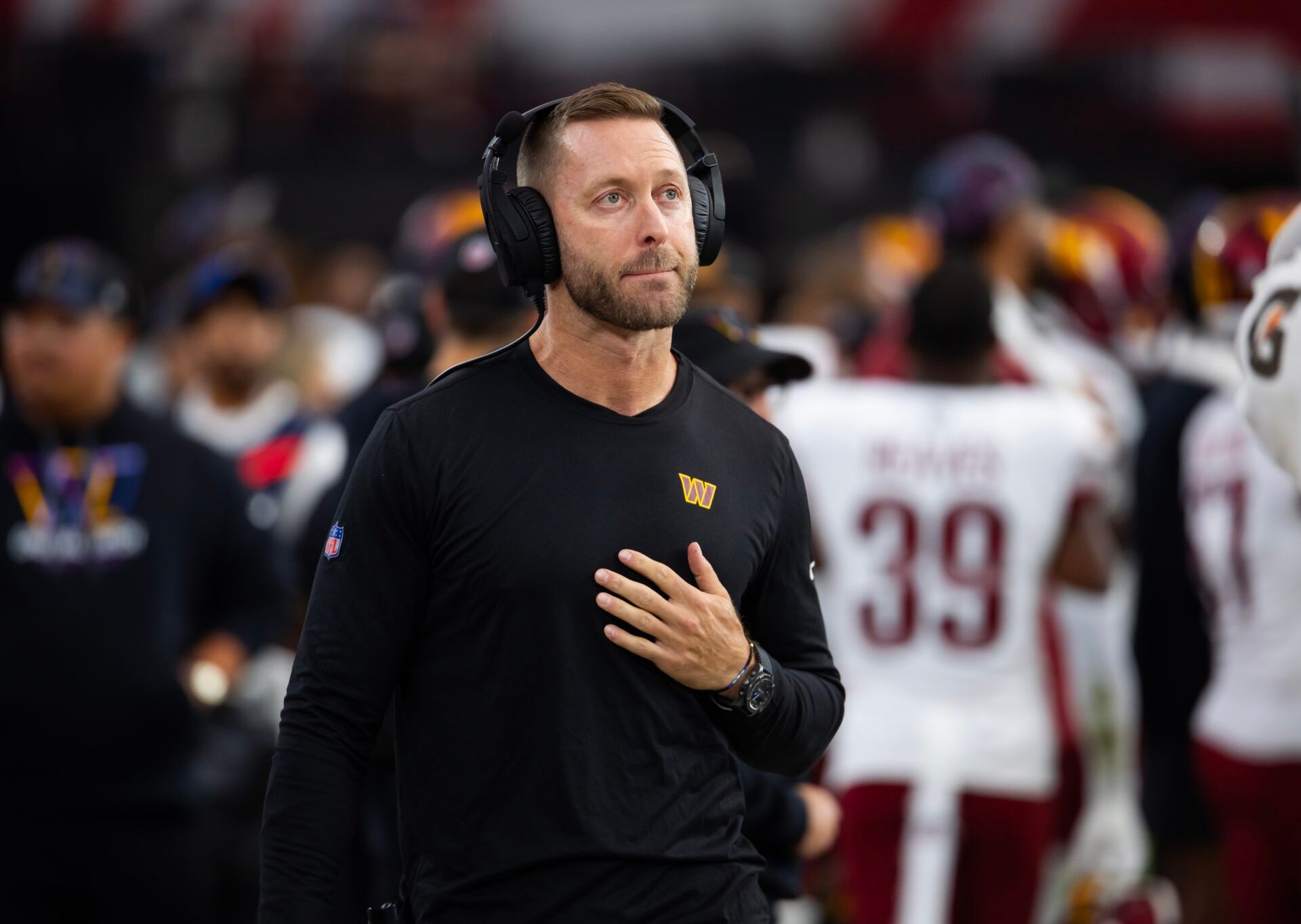 Washington Commanders offensive coordinator Kliff Kingsbury against the Arizona Cardinals at State Farm Stadium.