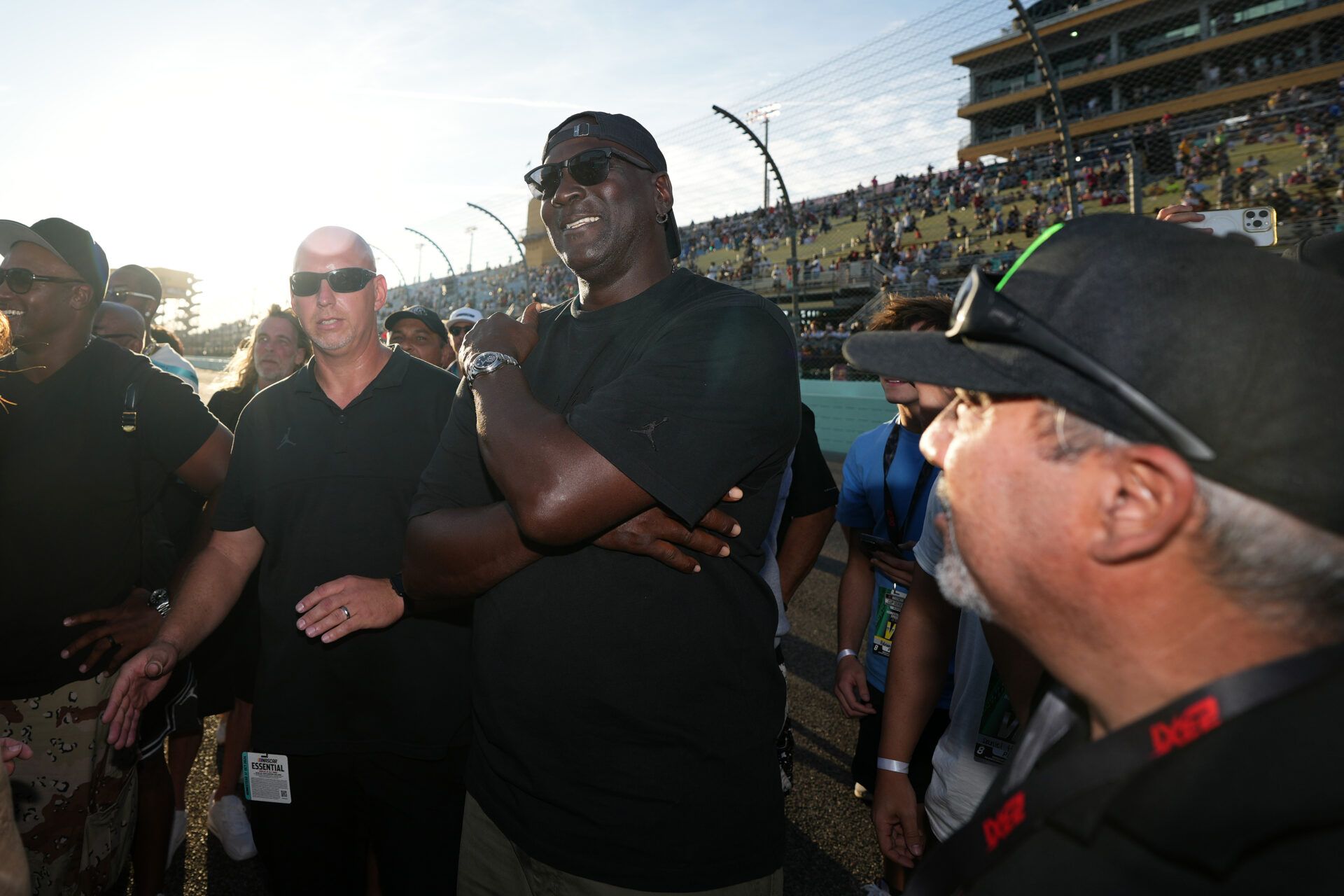 23XI owner Michael Jordan celebrates after his driver NASCAR Cup Series driver Tyler Reddick (not pictured) won the Straight Talk Wireless 400 at Homestead-Miami Speedway.