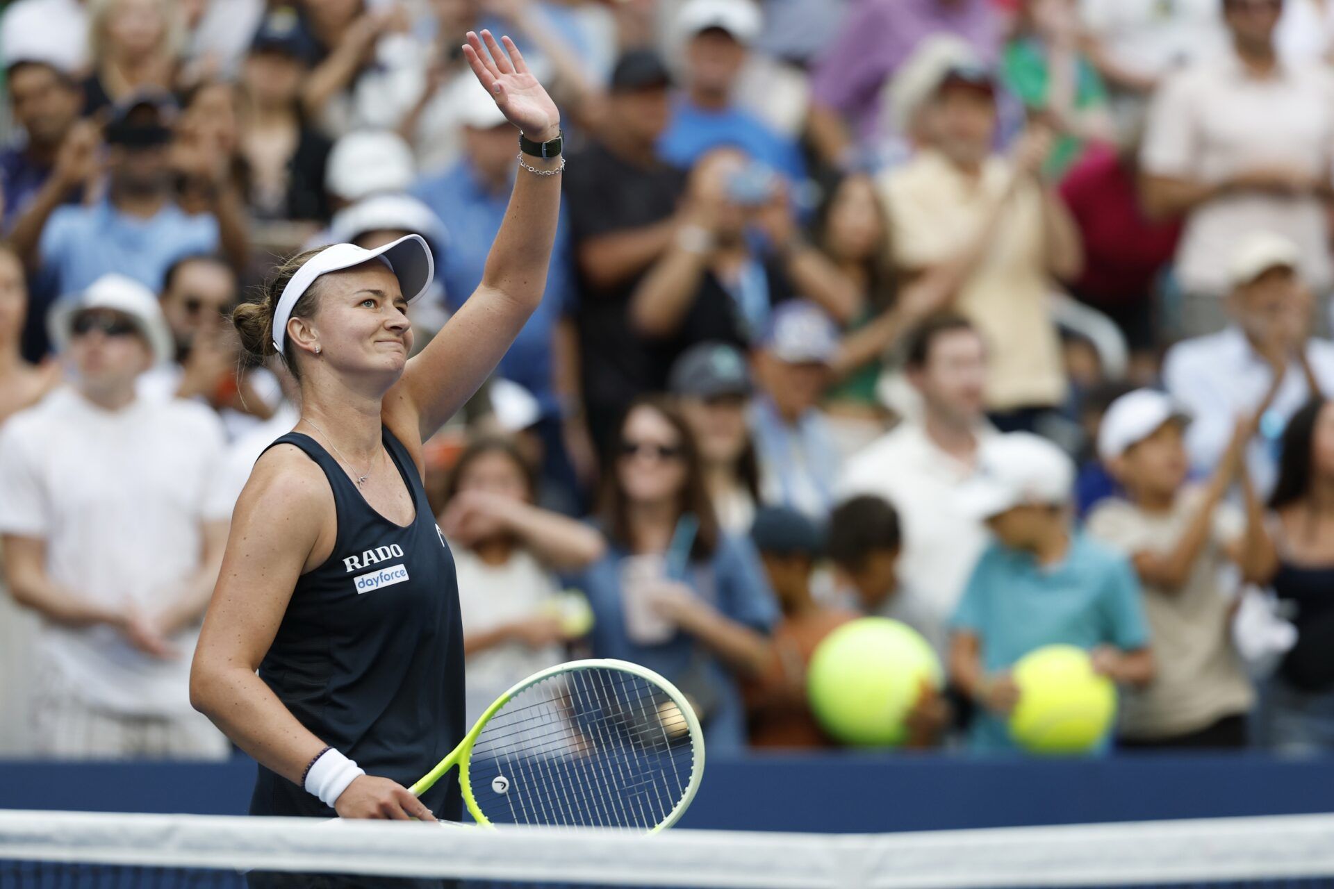 Barbora Krejcikova (CZE) waves to the crowd after her match against Taylor Townsend (USA) (not pictured) on day eight of the 2025 US Open tennis championships at Billie Jean King National Tennis Center.