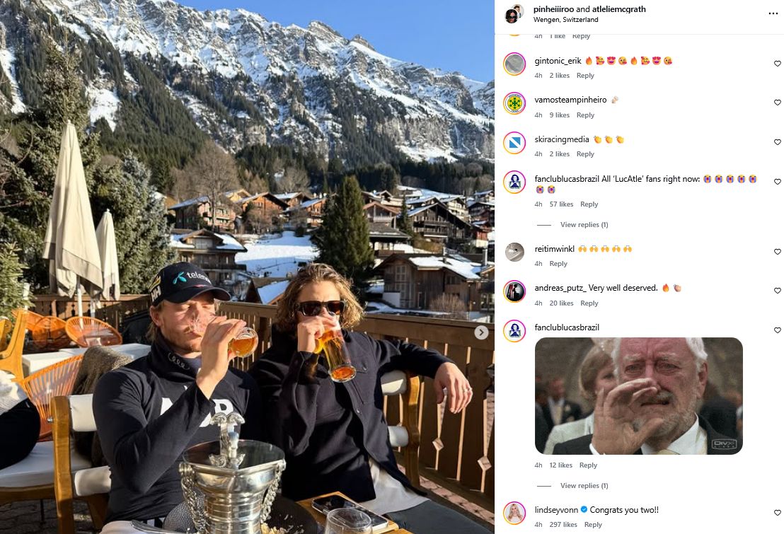 Screenshot of Lindsey Vonn's reaction. Credits - IG/ pinheiiiroo 