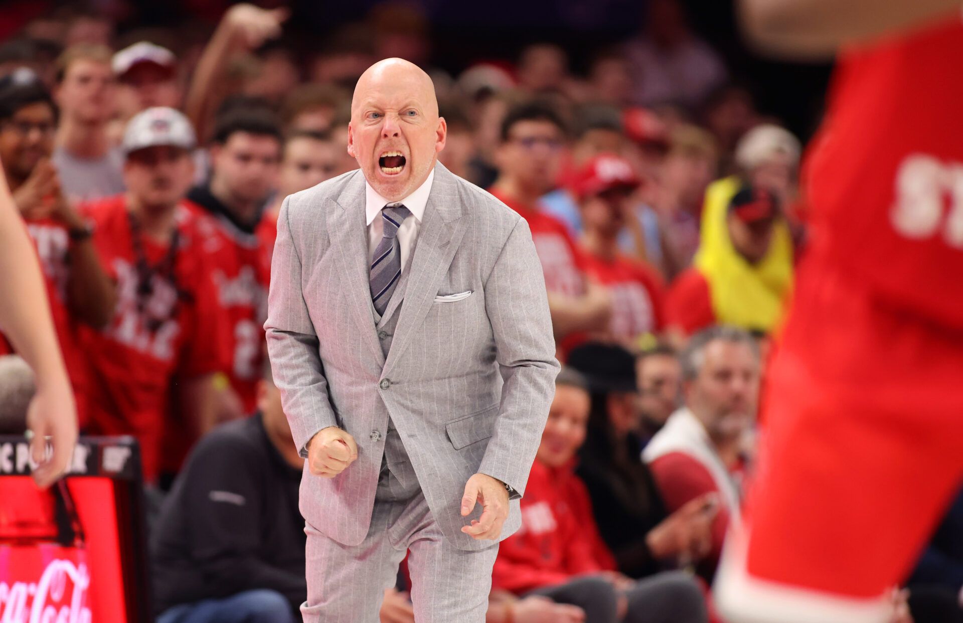 UCLA Bruins head coach Mick Cronin reacts to a play during the second half against the Ohio State Buckeyes at Value City Arena.