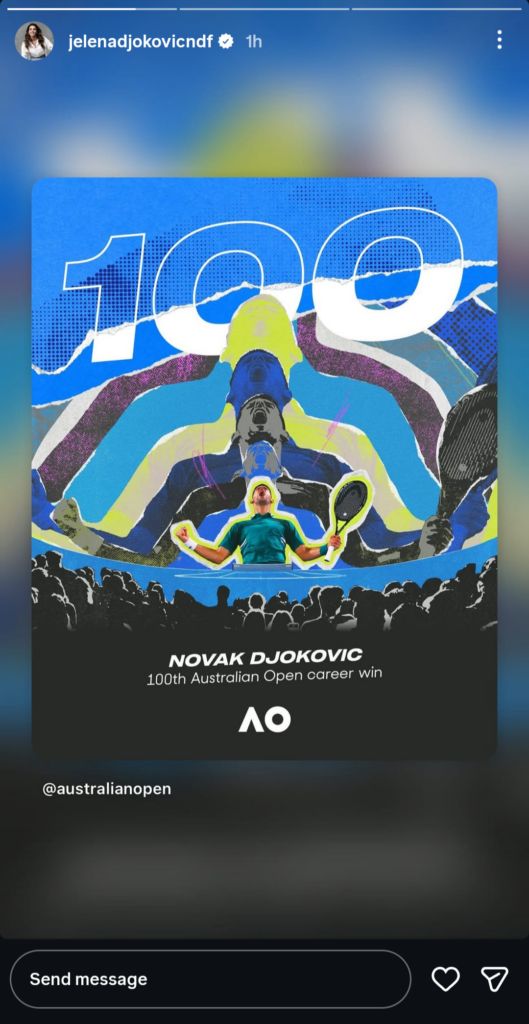 Novak Djokovic's wife' Instagram story
