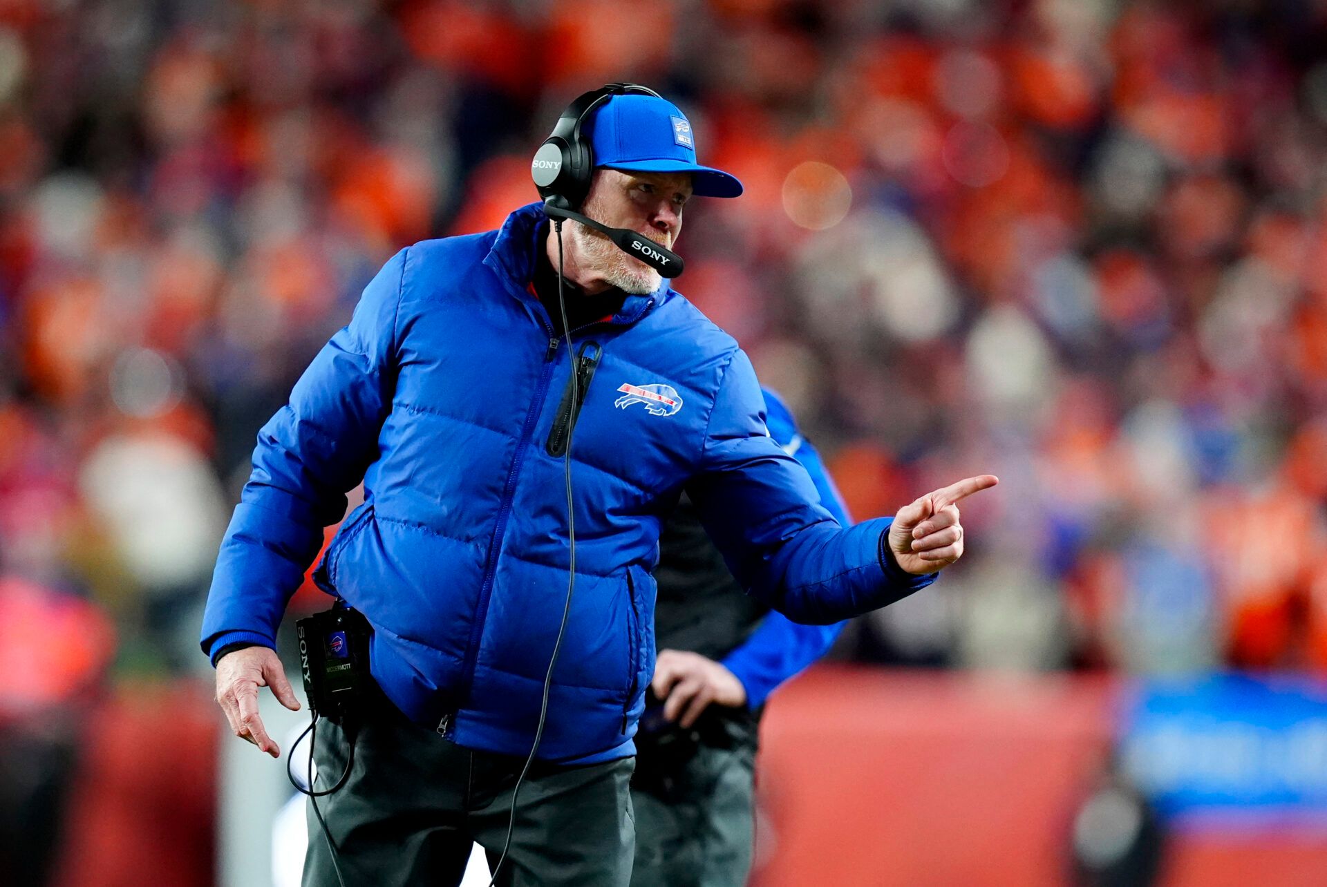 Buffalo Bills head coach Sean McDermott during overtime of an AFC Divisional Round playoff game at Empower Field against the Denver Broncos at Mile High.