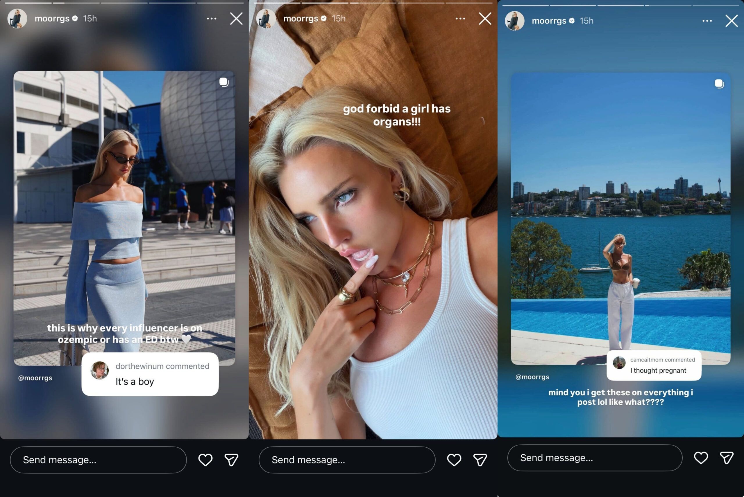 Screen grab of Taylor Fritz's girlfriend Morgan Riddle's Instagram stories