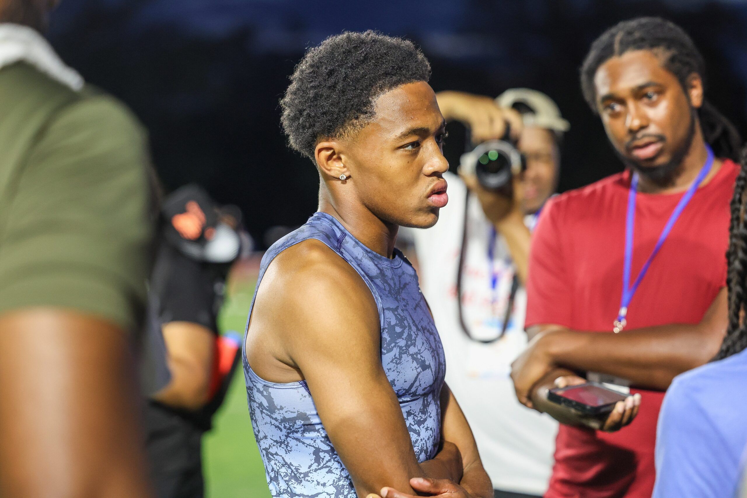 Quincy Wilson after the Men 400 meter during the Ed Murphey Classic at University of Memphis.