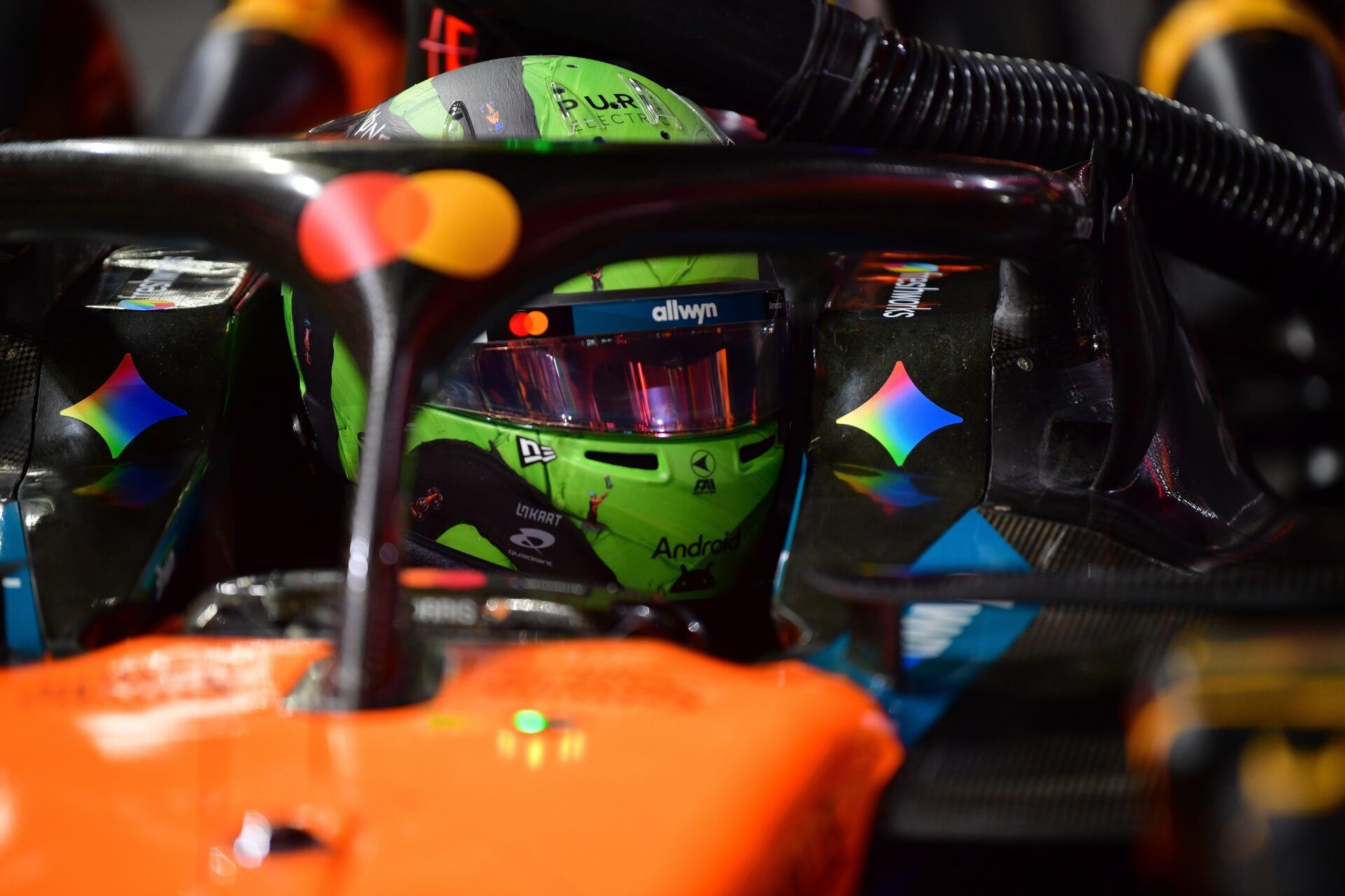 McLaren driver Lando Norris (4) before the Las Vegas Grand Prix at Las Vegas Strip Circuit.
