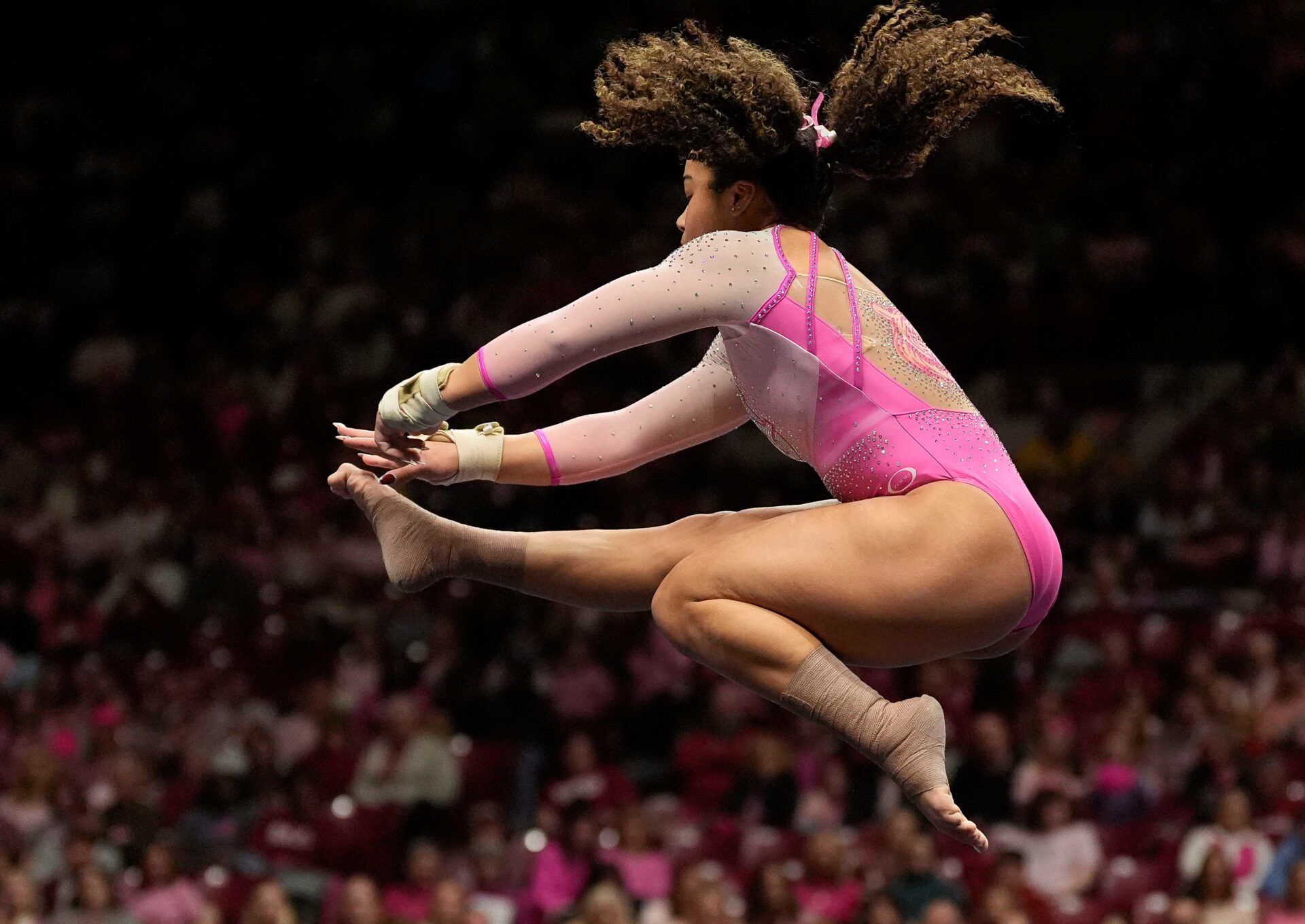 Auburn gymnast Sophia Bell competes on the floor at Coleman Coliseum. Auburn gymnasts won for the first time in Coleman Coliseum.