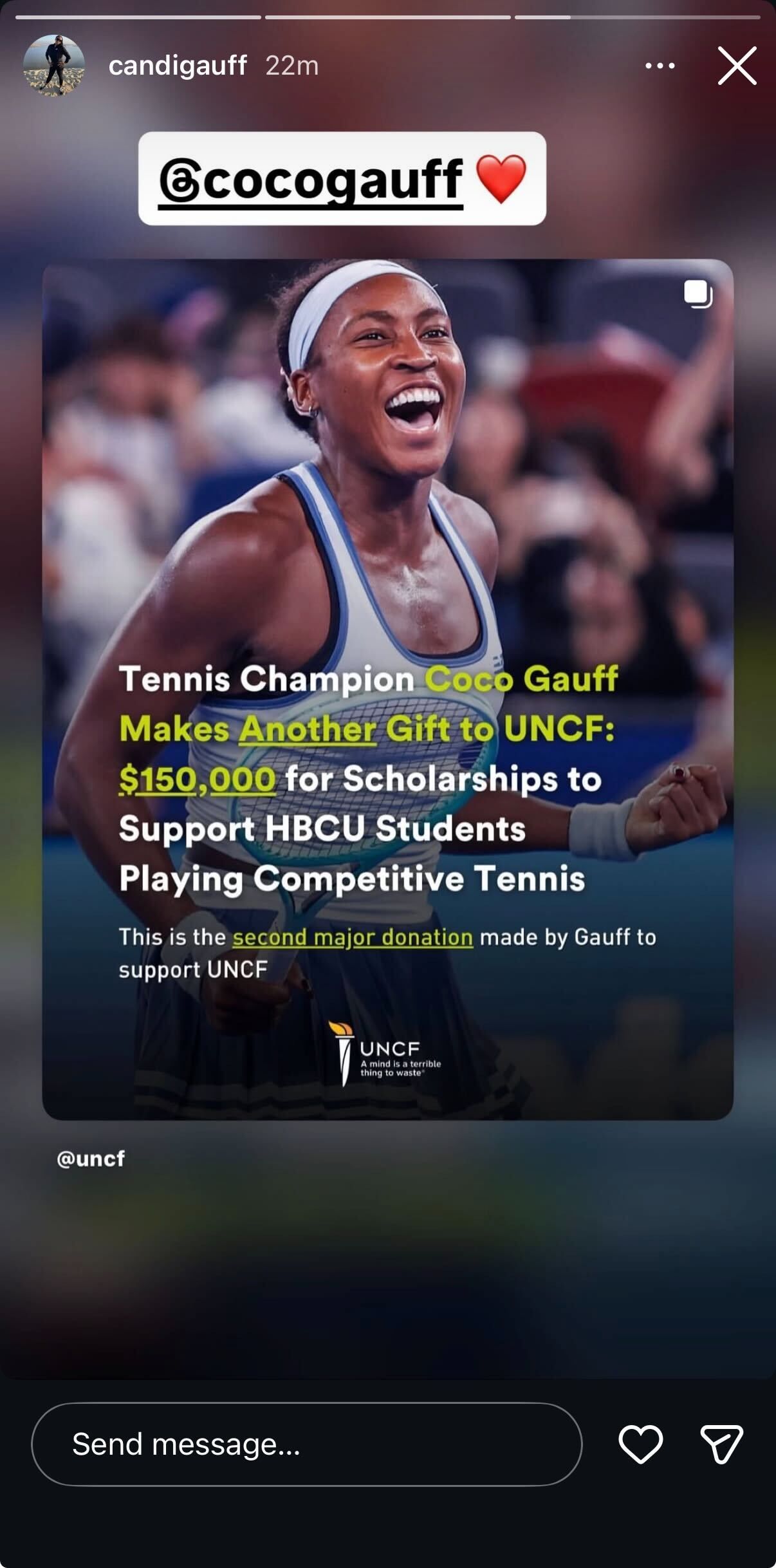 Coco Gauff's mother Candi on Instagram