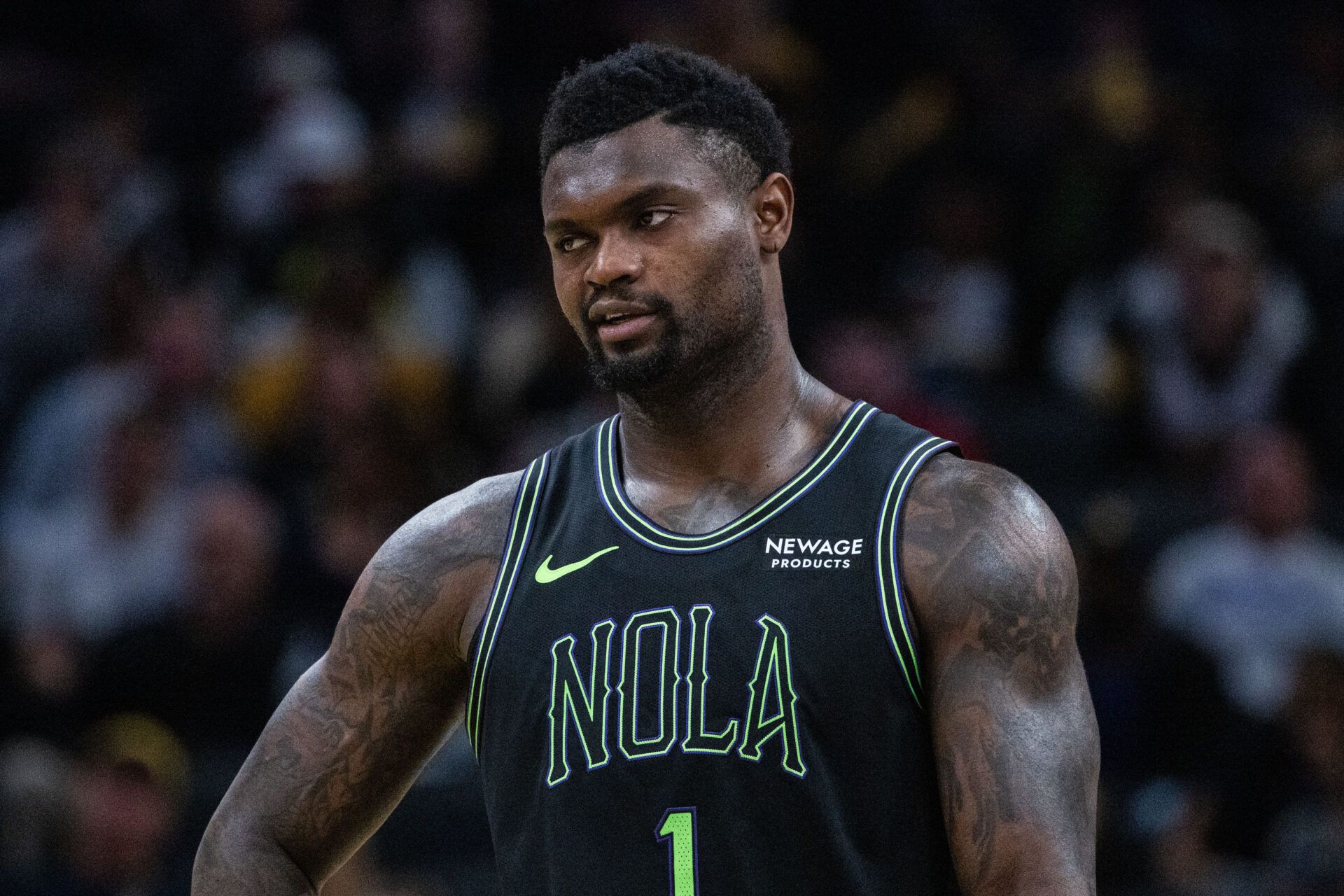 New Orleans Pelicans forward Zion Williamson (1) in the second half against the Indiana Pacers at Gainbridge Fieldhouse.