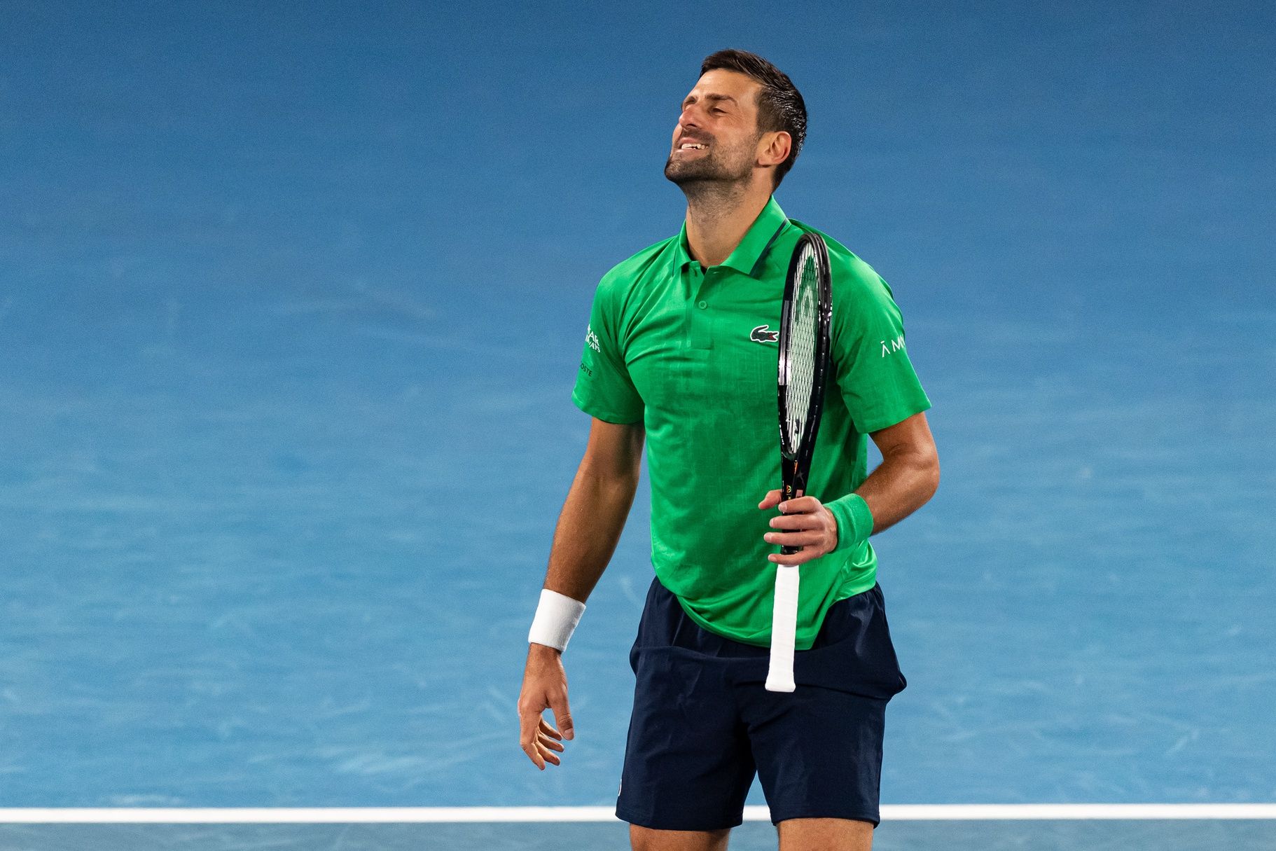 Novak Djokovic of Serbia in action against Pedro Martinez of Spain in the first round of the men’s singles at the Australian Open at Rod Laver Arena in Melbourne Park.