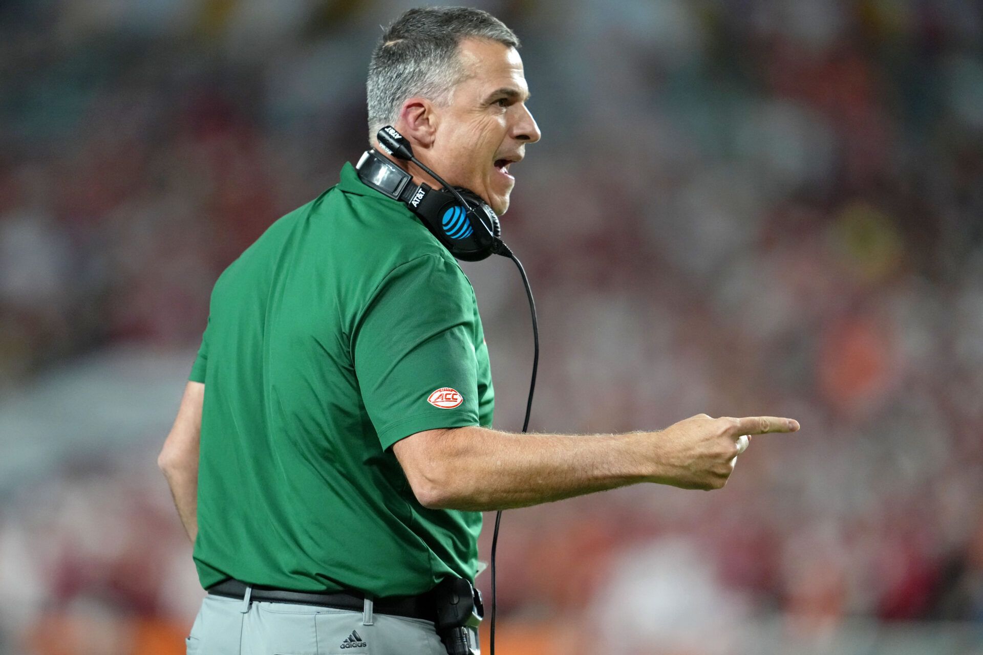 Miami Hurricanes head coach Mario Cristobal reacts after a play against the Indiana Hoosiers during the first half of the College Football Playoff National Championship game at Hard Rock Stadium.