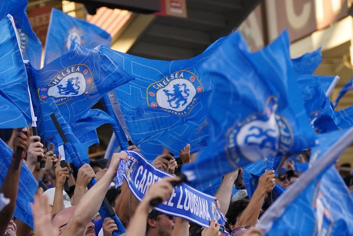 Chelsea fans cheer during the match against Wrexham in the first half at Levi's Stadium.